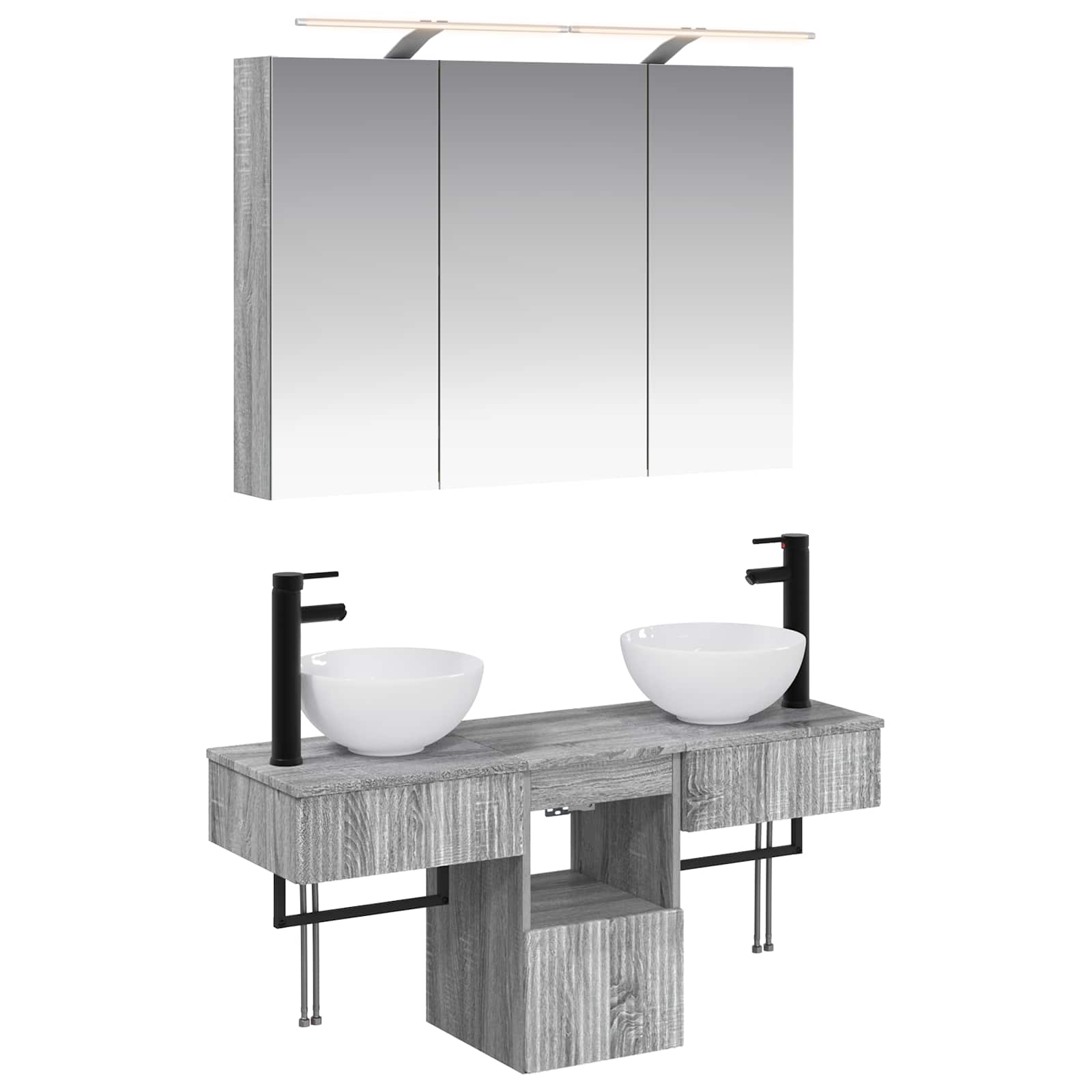 Σετ Ντουλαπιών Μπάνιου 4 pcs Γκρι Sonoma 100 x 14,5 x 70 εκ - Pakobazaar