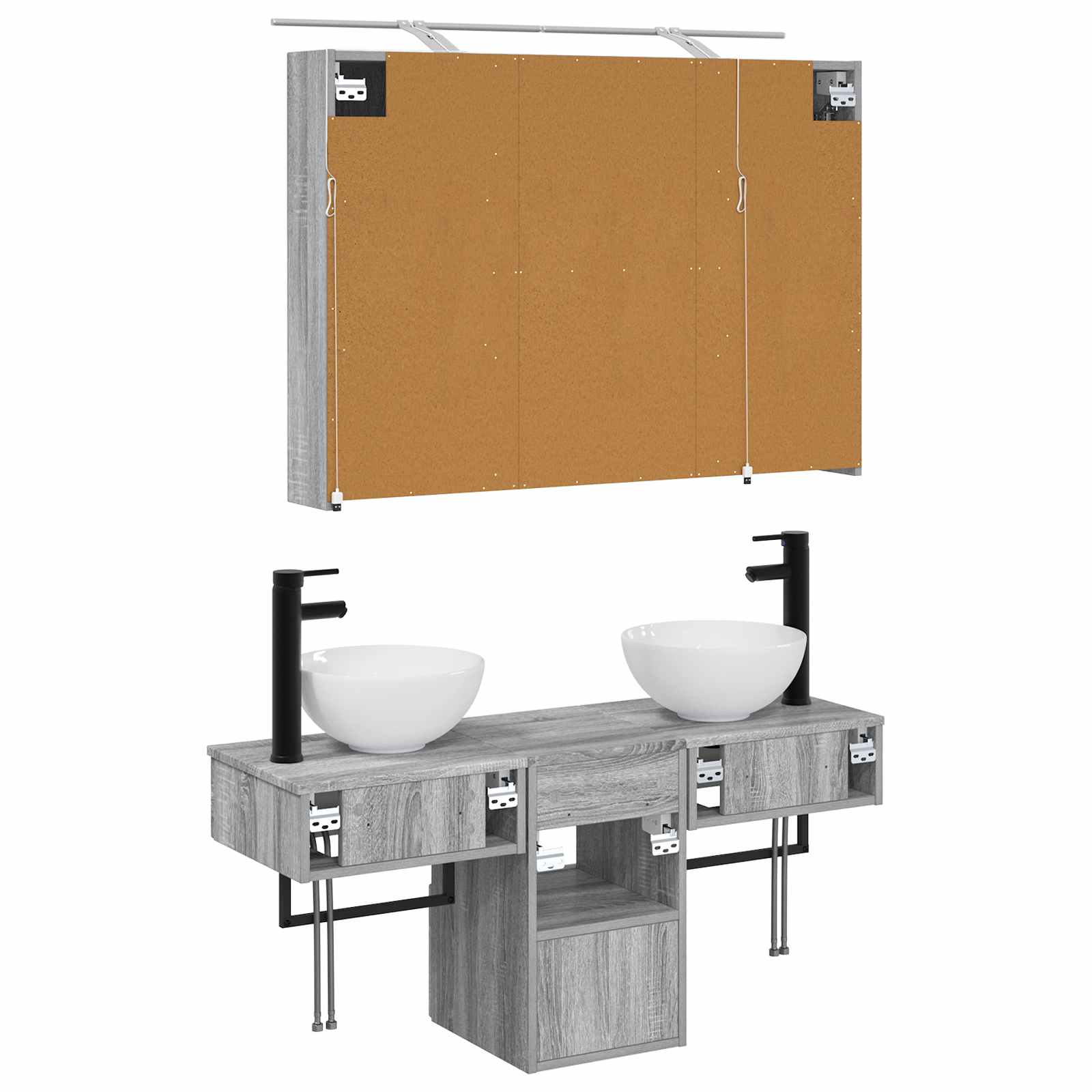 Σετ Ντουλαπιών Μπάνιου 4 pcs Γκρι Sonoma 100 x 14,5 x 70 εκ - Pakobazaar