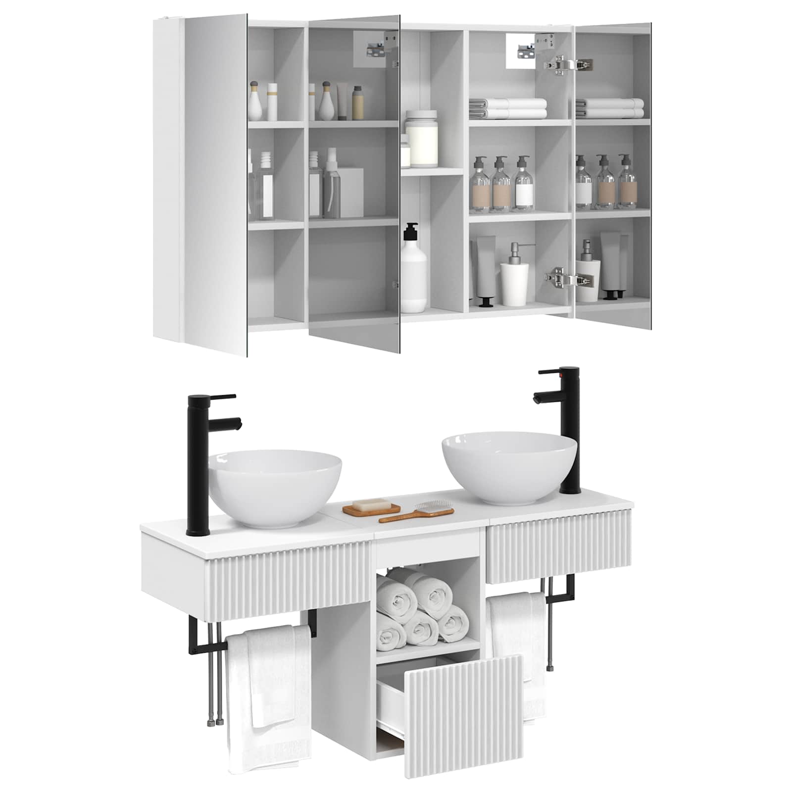 Σετ Ντουλαπιών Μπάνιου 4 pcs Λευκό 103,5 x 15,5 x 70 εκ. - Pakobazaar