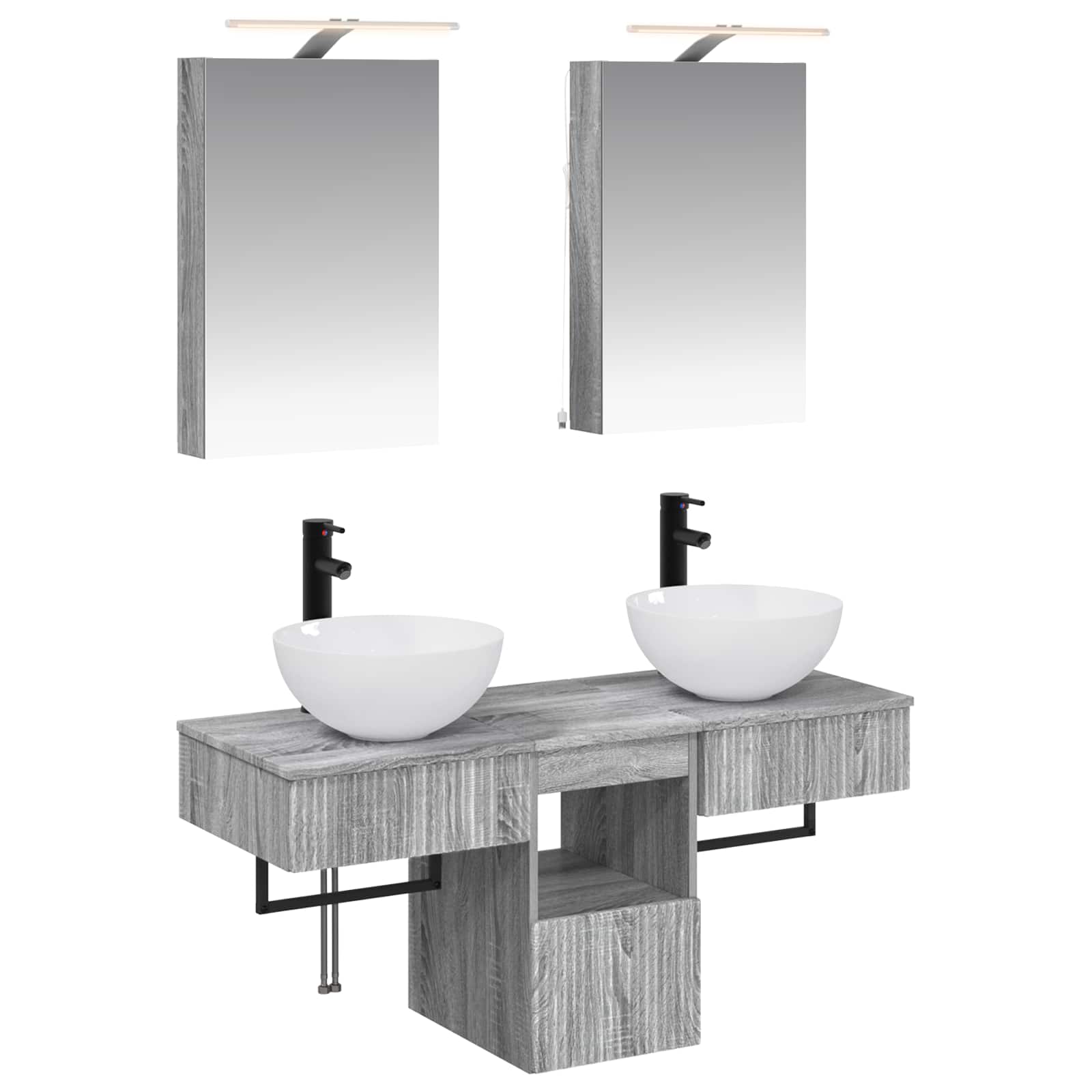 Σετ Ντουλαπιών Μπάνιου 5 pcs Γκρι Sonoma 40 x 10,5 x 60,5 εκ