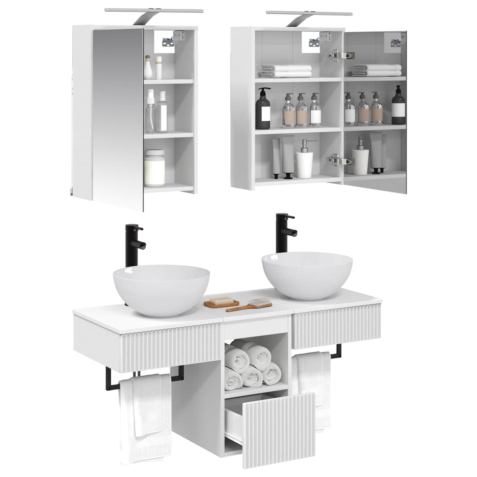 Σετ Ντουλαπιών Μπάνιου 5 pcs Λευκό 43 x 16 x 62,5 εκ. - Pakobazaar