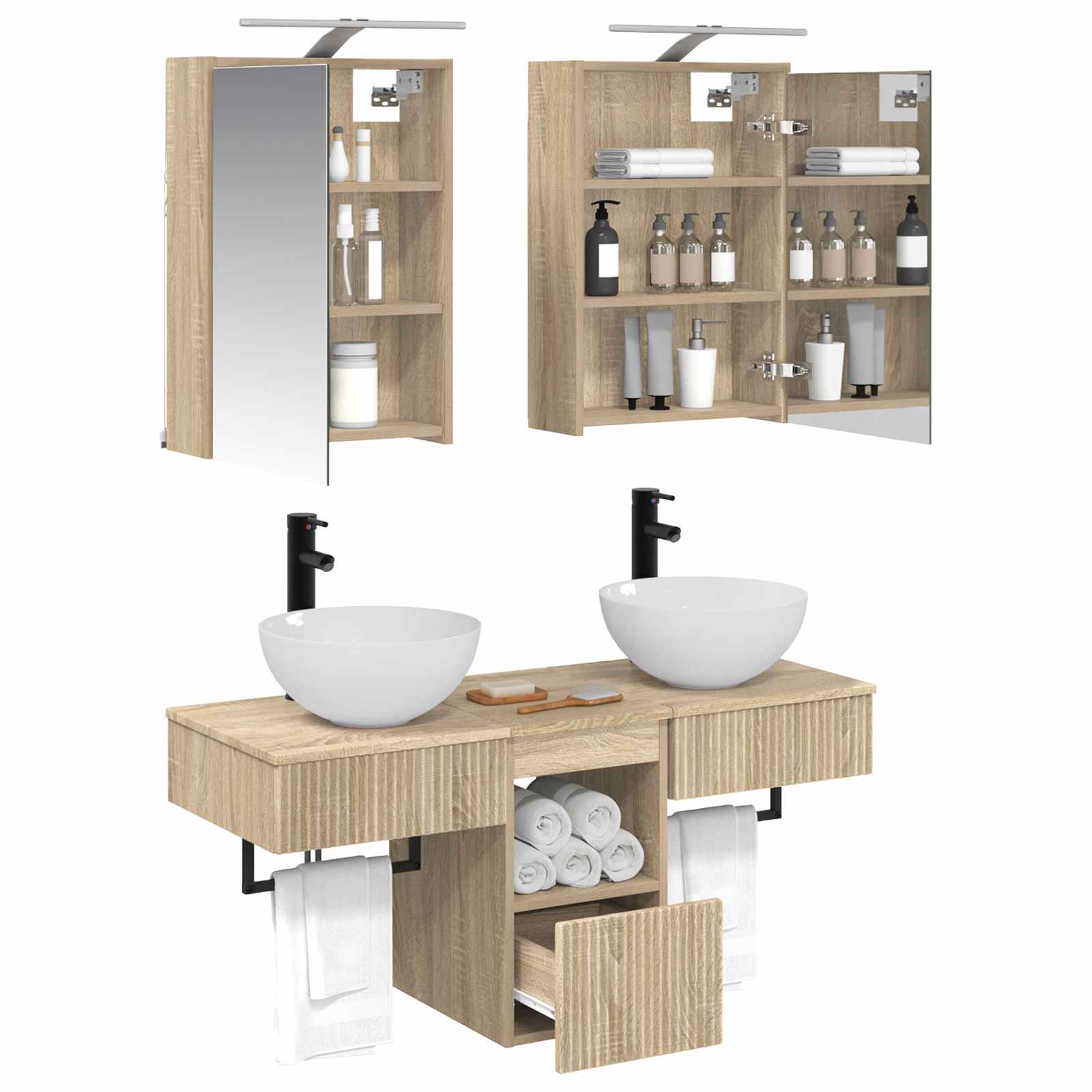 Σετ Ντουλαπιών Μπάνιου 5 pcs Sonoma Δρυς 43 x 16 x 62,5 εκ.