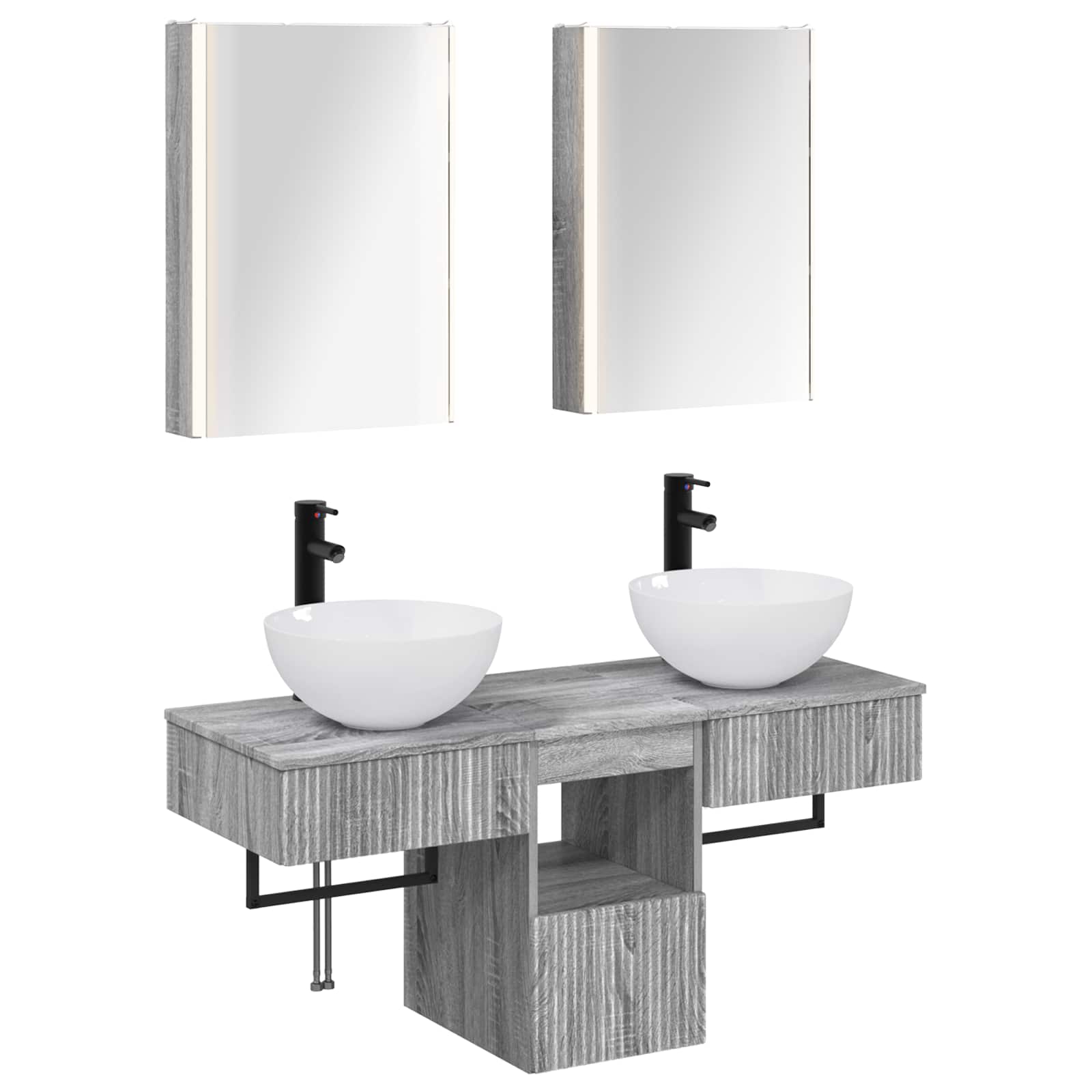 Σετ Ντουλαπιών Μπάνιου 5 pcs Γκρι Sonoma 43 x 11,5 x 60,5 εκ.