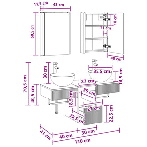 Σετ Ντουλαπιών Μπάνιου 5 pcs Γκρι Sonoma 43 x 11,5 x 60,5 εκ. - Pakobazaar