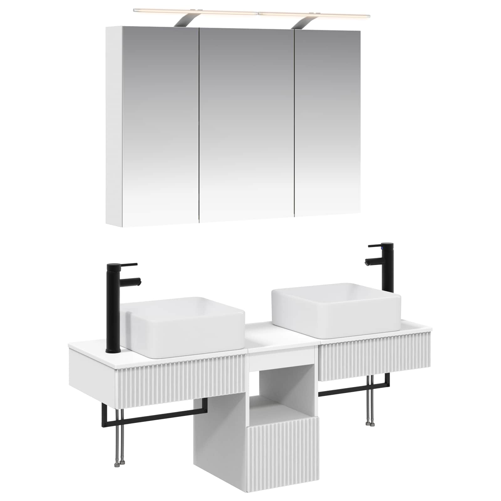 Σετ Ντουλαπιών Μπάνιου 4 pcs Λευκό 100 x 14,5 x 70 εκ
