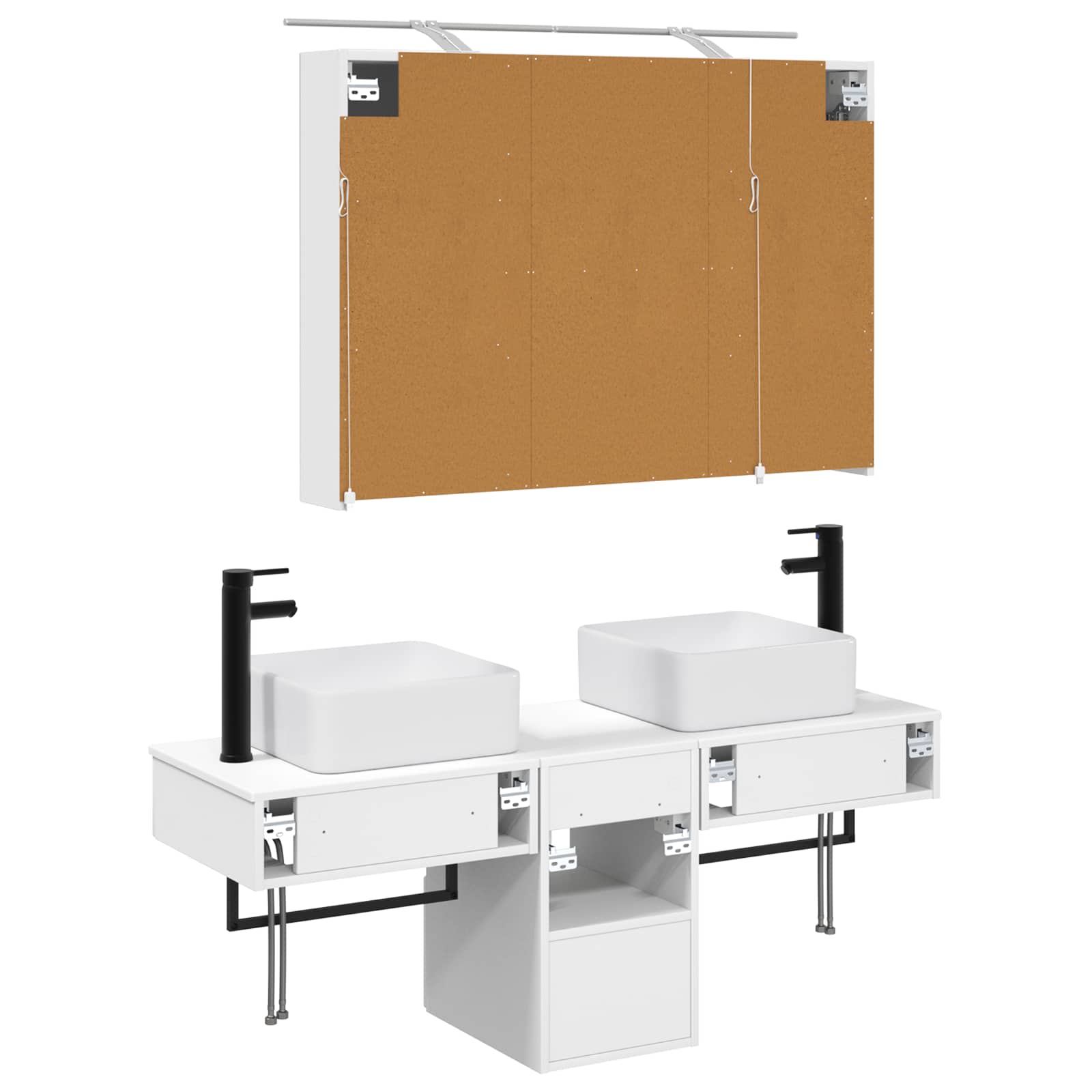 Σετ Ντουλαπιών Μπάνιου 4 pcs Λευκό 100 x 14,5 x 70 εκ
