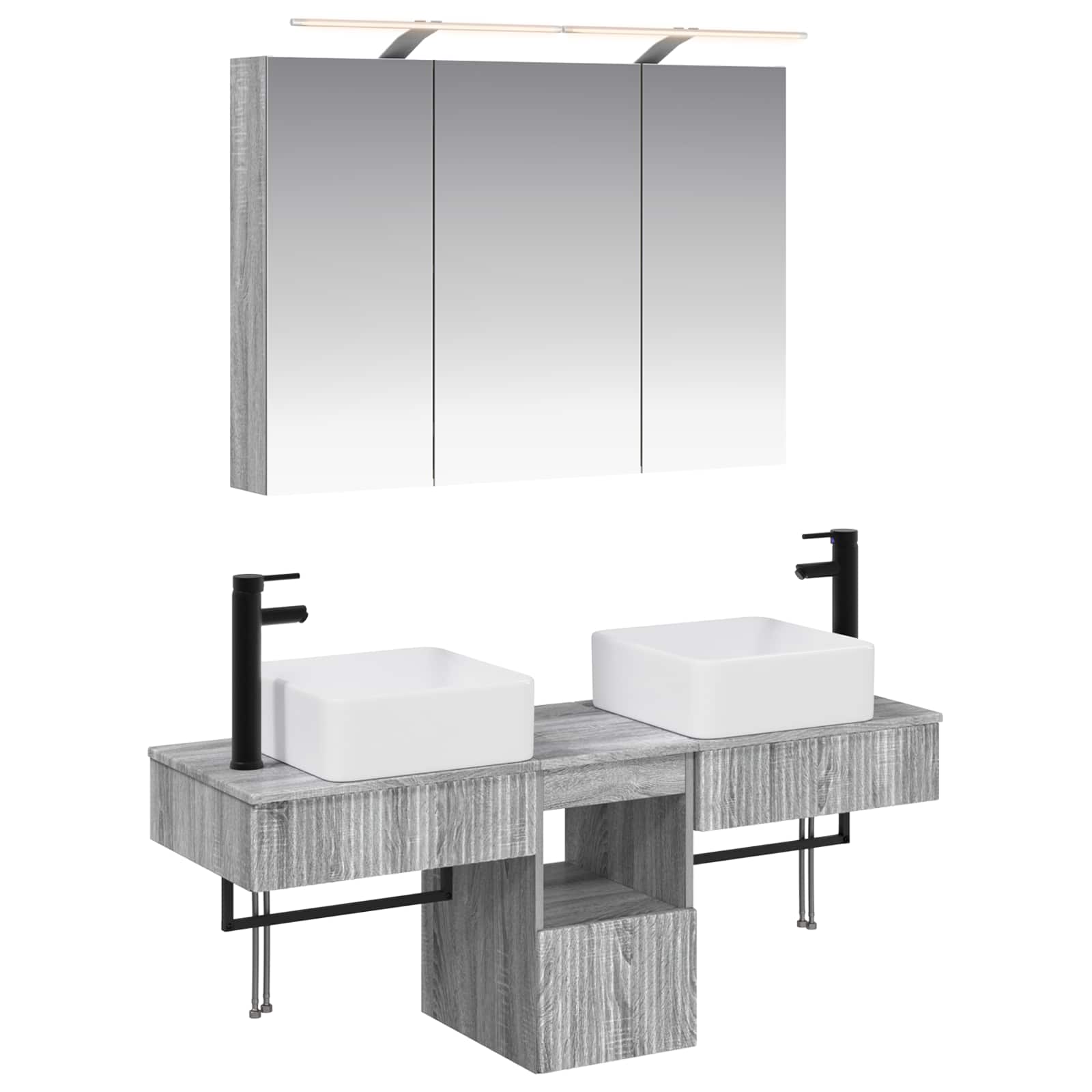 Σετ Ντουλαπιών Μπάνιου 4 pcs Γκρι Sonoma 100 x 14,5 x 70 εκ