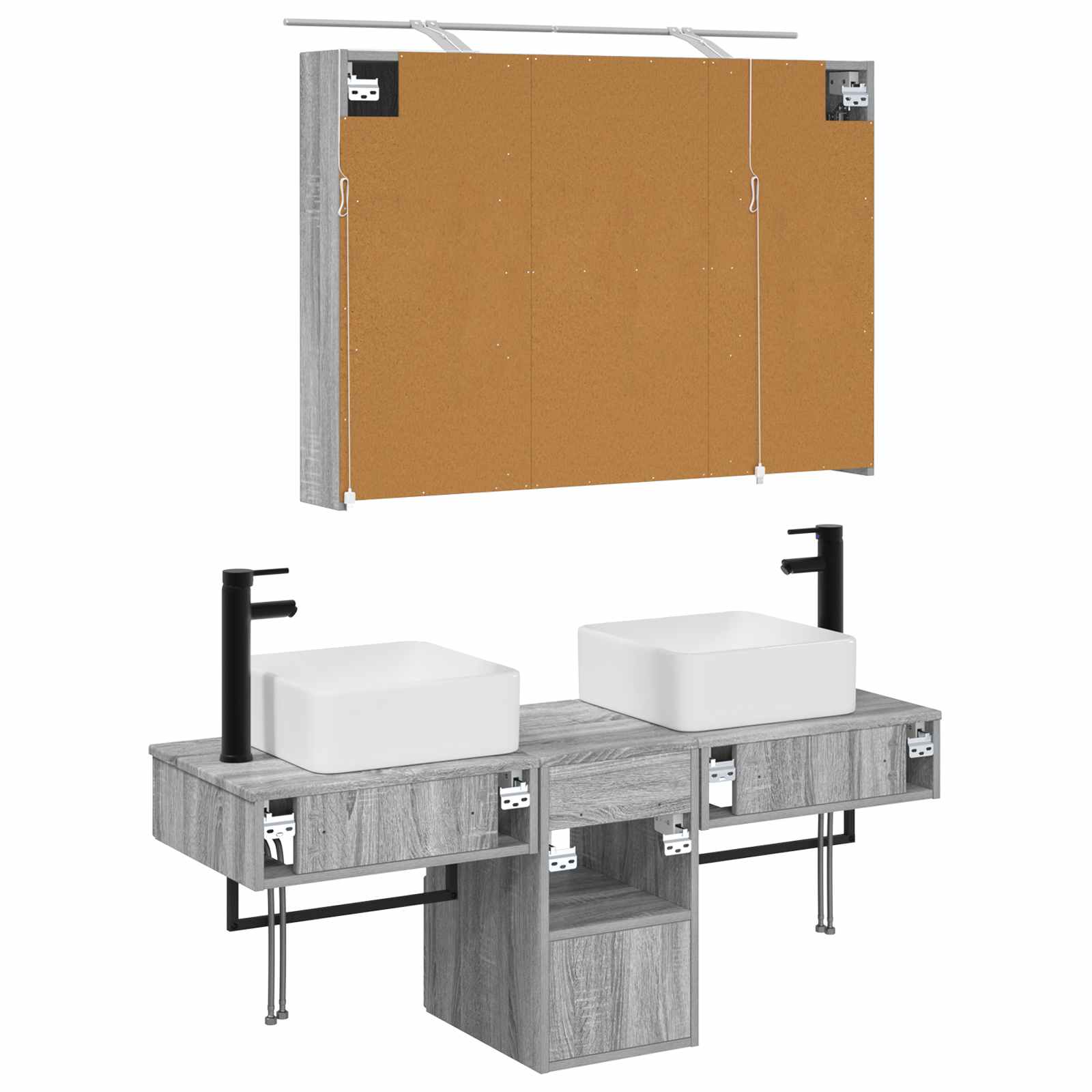 Σετ Ντουλαπιών Μπάνιου 4 pcs Γκρι Sonoma 100 x 14,5 x 70 εκ