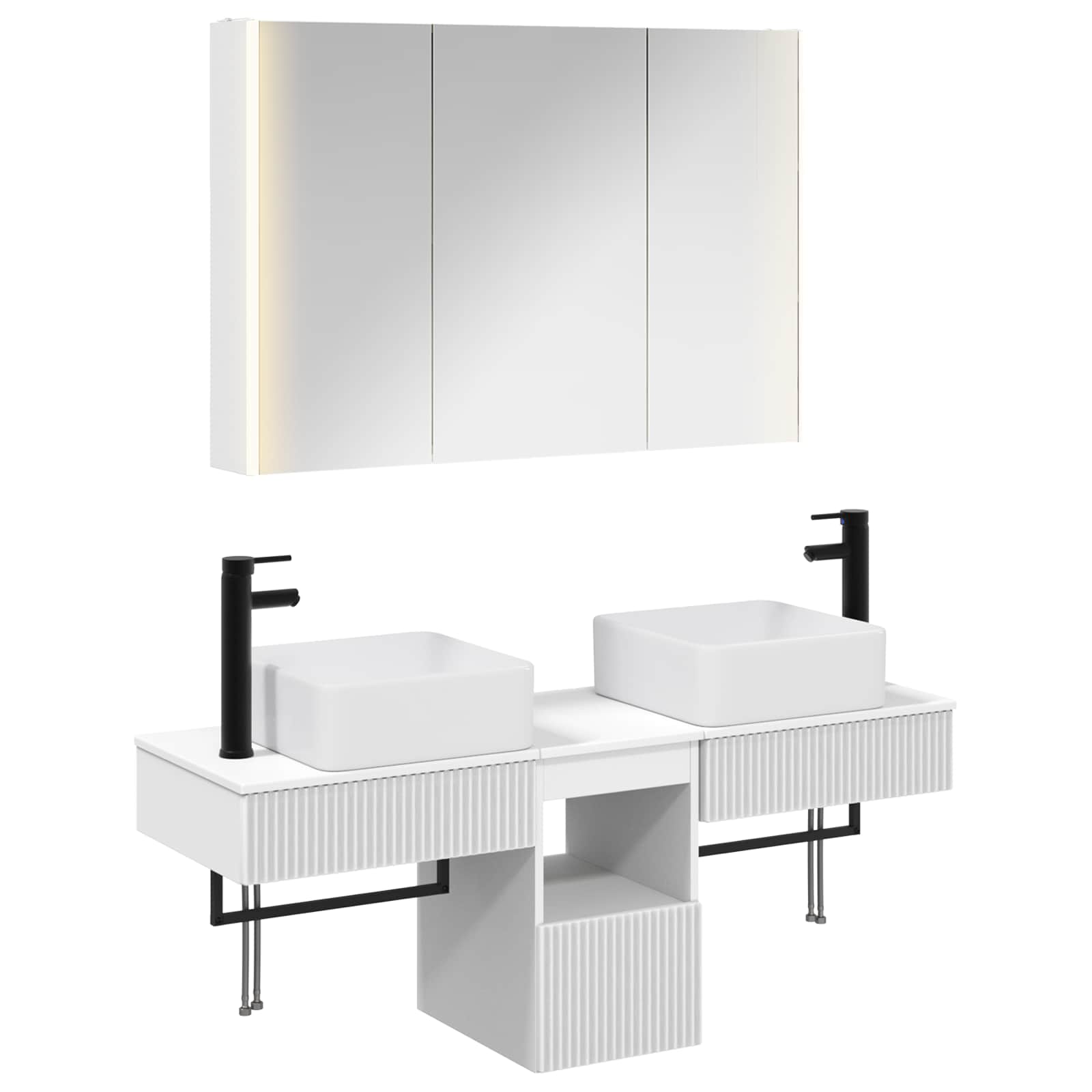 Σετ Ντουλαπιών Μπάνιου 4 pcs Λευκό 103,5 x 15,5 x 70 εκ. - Pakobazaar