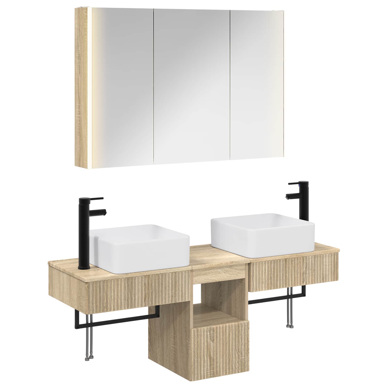 Σετ Ντουλαπιών Μπάνιου 4 pcs Sonoma Δρυς 103,5 x 15,5 x 70 εκ.