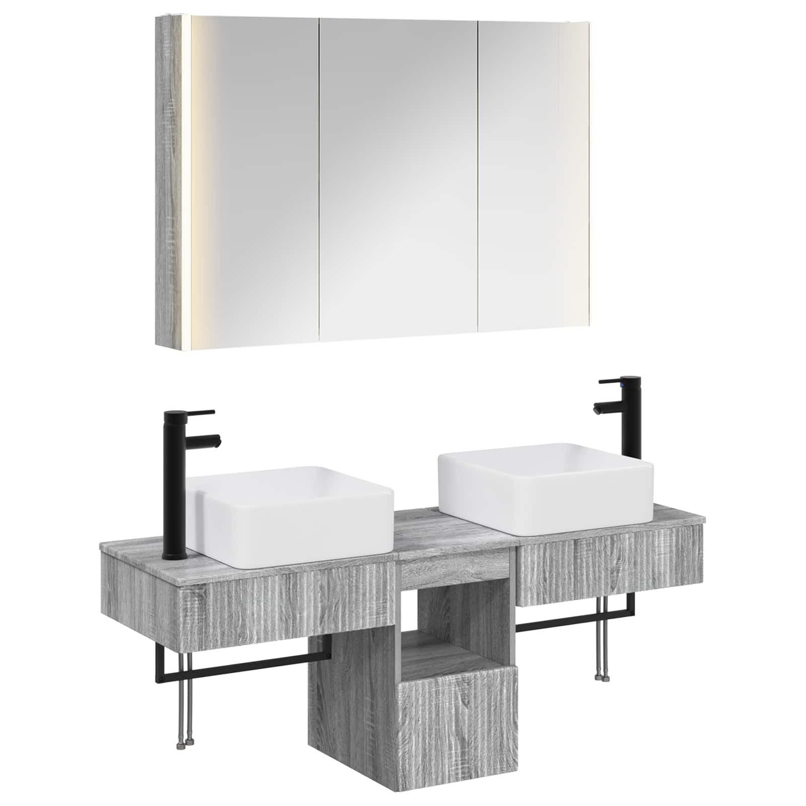 Σετ Ντουλαπιών Μπάνιου 4 pcs Γκρι Sonoma 103,5 x 15,5 x 70 εκ.