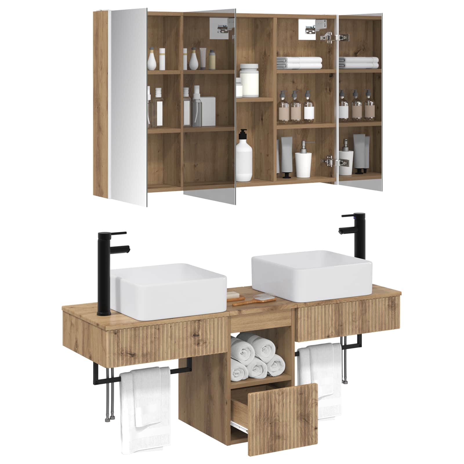 Σετ Ντουλαπιών Μπάνιου 4 pcs Artisan Δρυς 103,5 x 15,5 x 70 εκ.