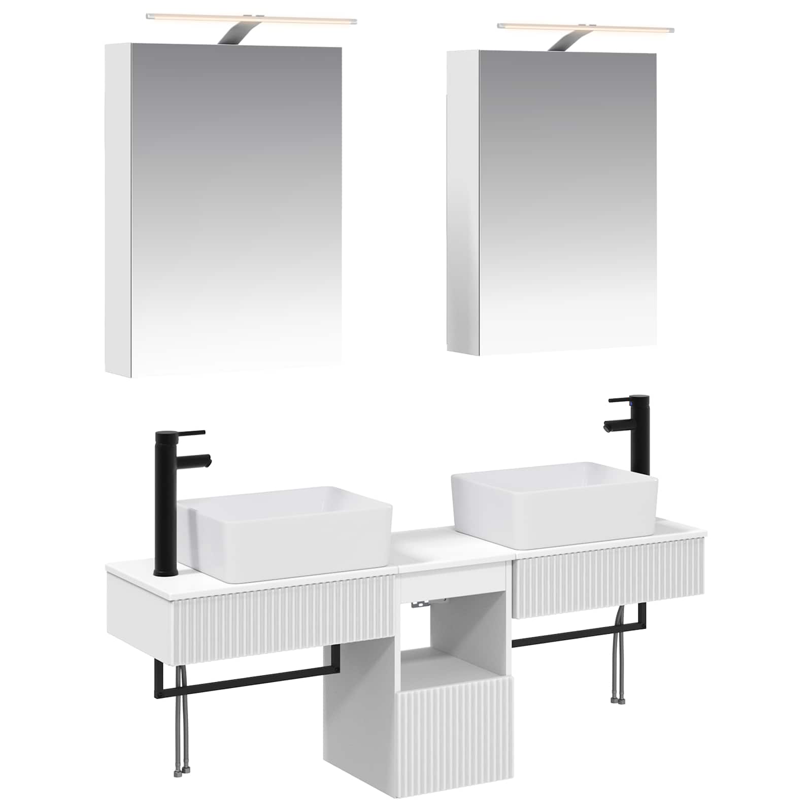 Σετ Ντουλαπιών Μπάνιου 5 pcs Λευκό 50 x 14,5 x 70 εκ