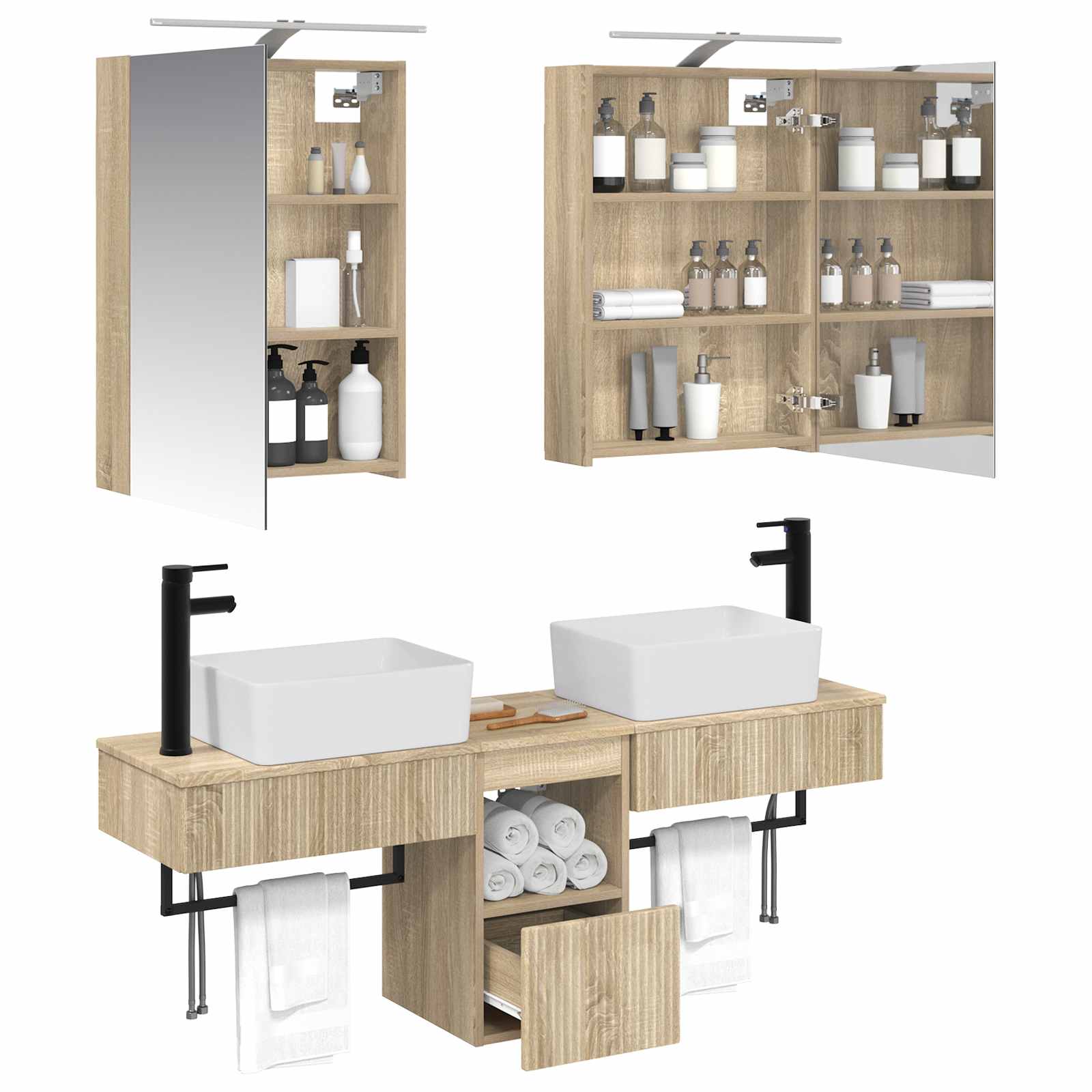 Σετ Ντουλαπιών Μπάνιου 5 pcs Sonoma Δρυς 50 x 14,5 x 70 εκ
