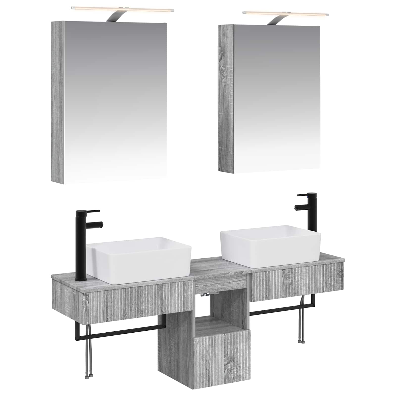 Σετ Ντουλαπιών Μπάνιου 5 pcs Γκρι Sonoma 50 x 14,5 x 70 εκ