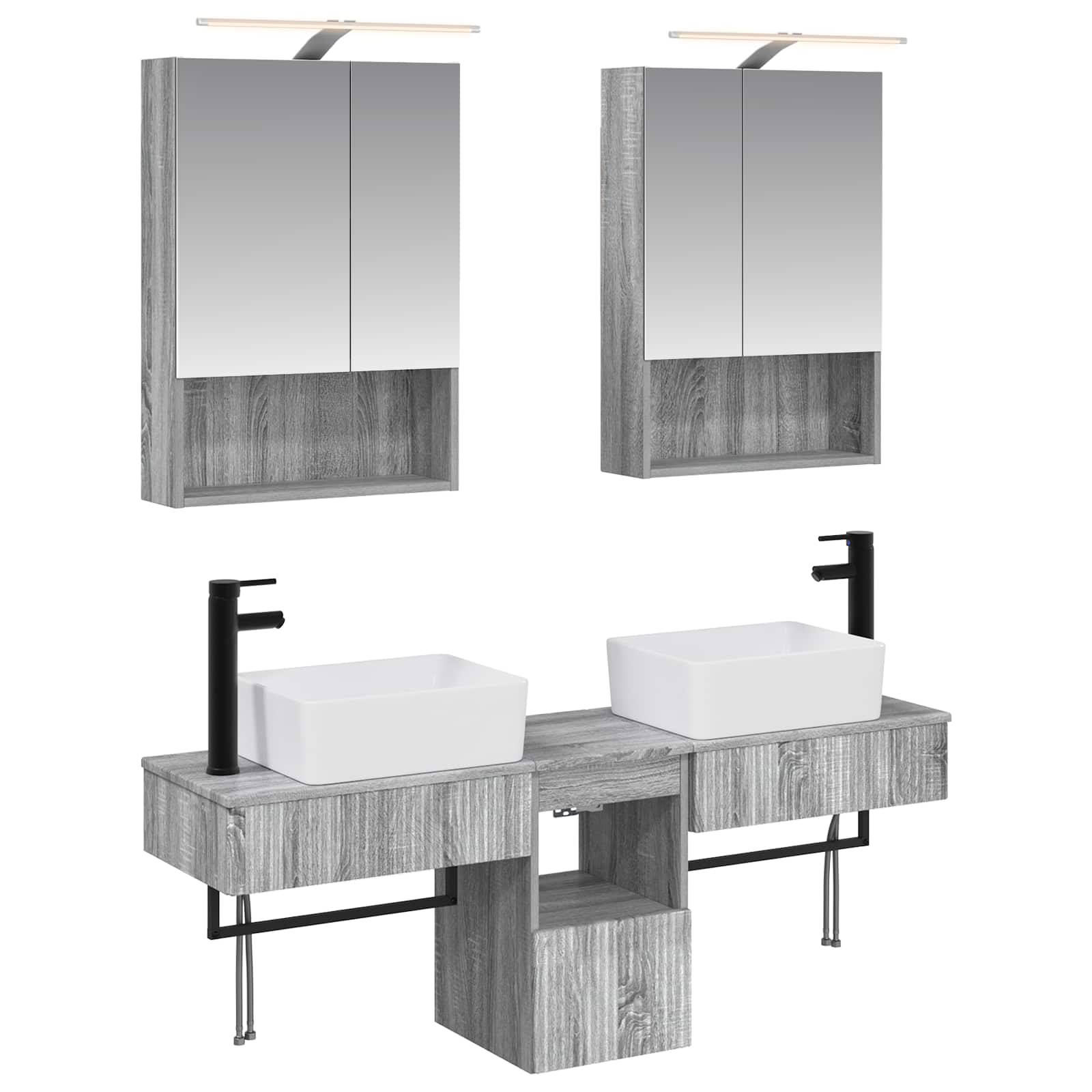Σετ Ντουλαπιών Μπάνιου 5 pcs Γκρι Sonoma 50 x 14,5 x 70 εκ