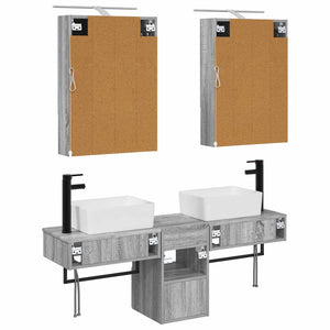 Σετ Ντουλαπιών Μπάνιου 5 pcs Γκρι Sonoma 50 x 14,5 x 70 εκ - Pakobazaar