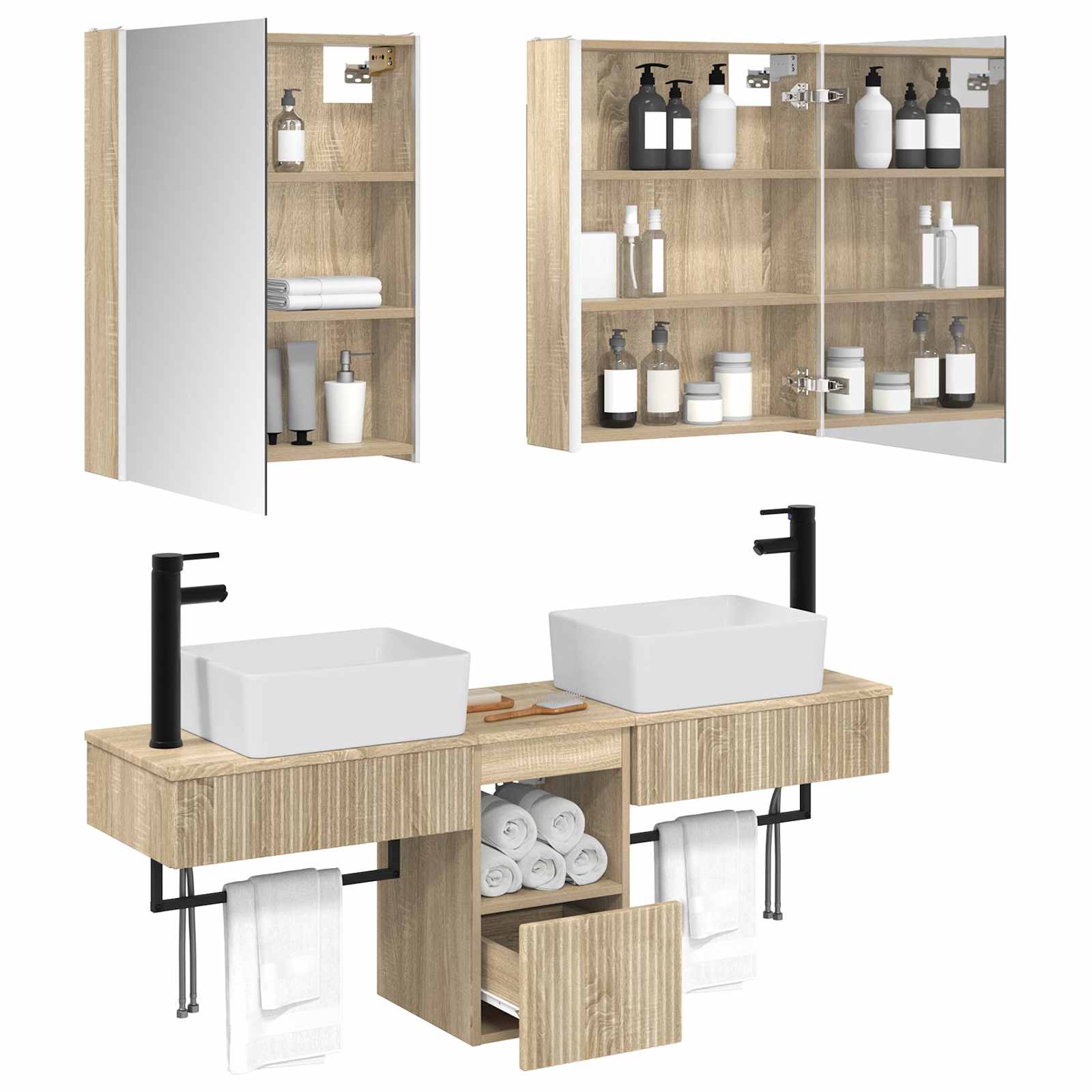 Σετ Ντουλαπιών Μπάνιου 5 pcs Sonoma Δρυς 53 x 15,5 x 70 εκ.