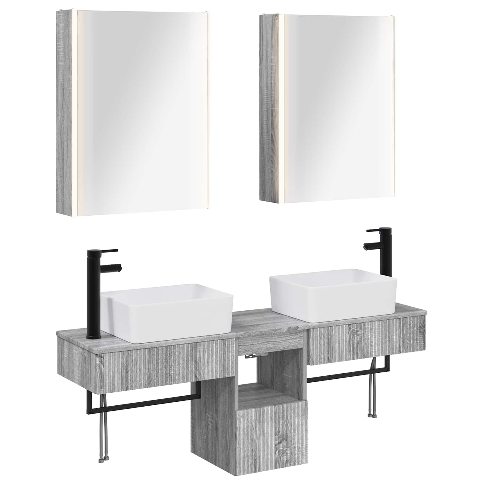 Σετ Ντουλαπιών Μπάνιου 5 pcs Γκρι Sonoma 53 x 15,5 x 70 εκ. - Pakobazaar