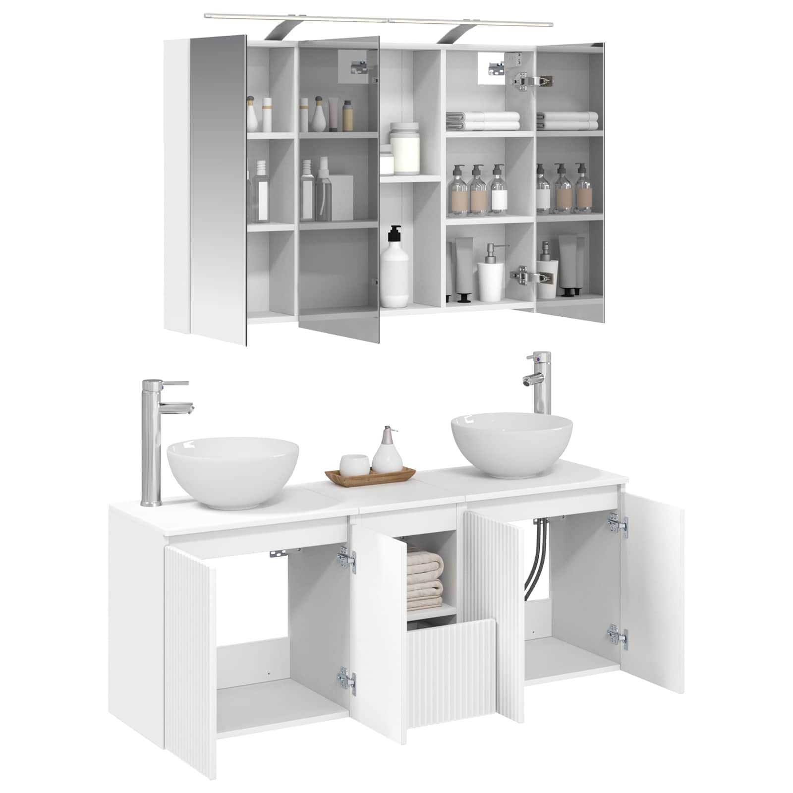 Σετ Ντουλαπιών Μπάνιου 4 pcs Λευκό 100 x 14,5 x 70 εκ
