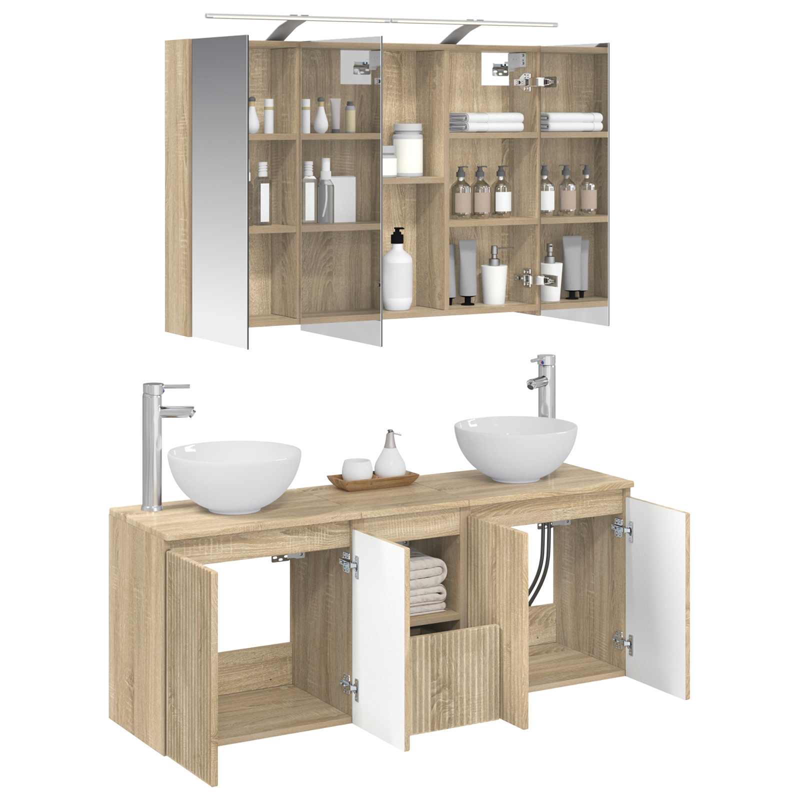 Σετ Ντουλαπιών Μπάνιου 4 pcs Sonoma Δρυς 100 x 14,5 x 70 εκ