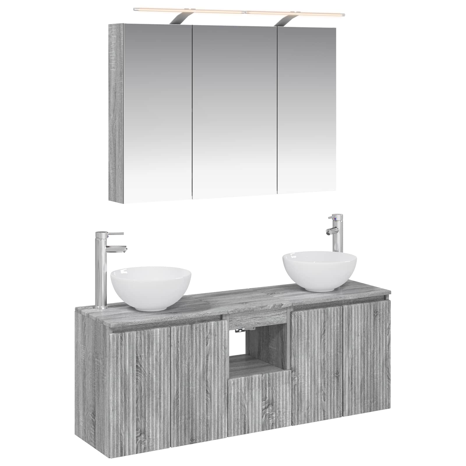 Σετ Ντουλαπιών Μπάνιου 4 pcs Γκρι Sonoma 100 x 14,5 x 70 εκ