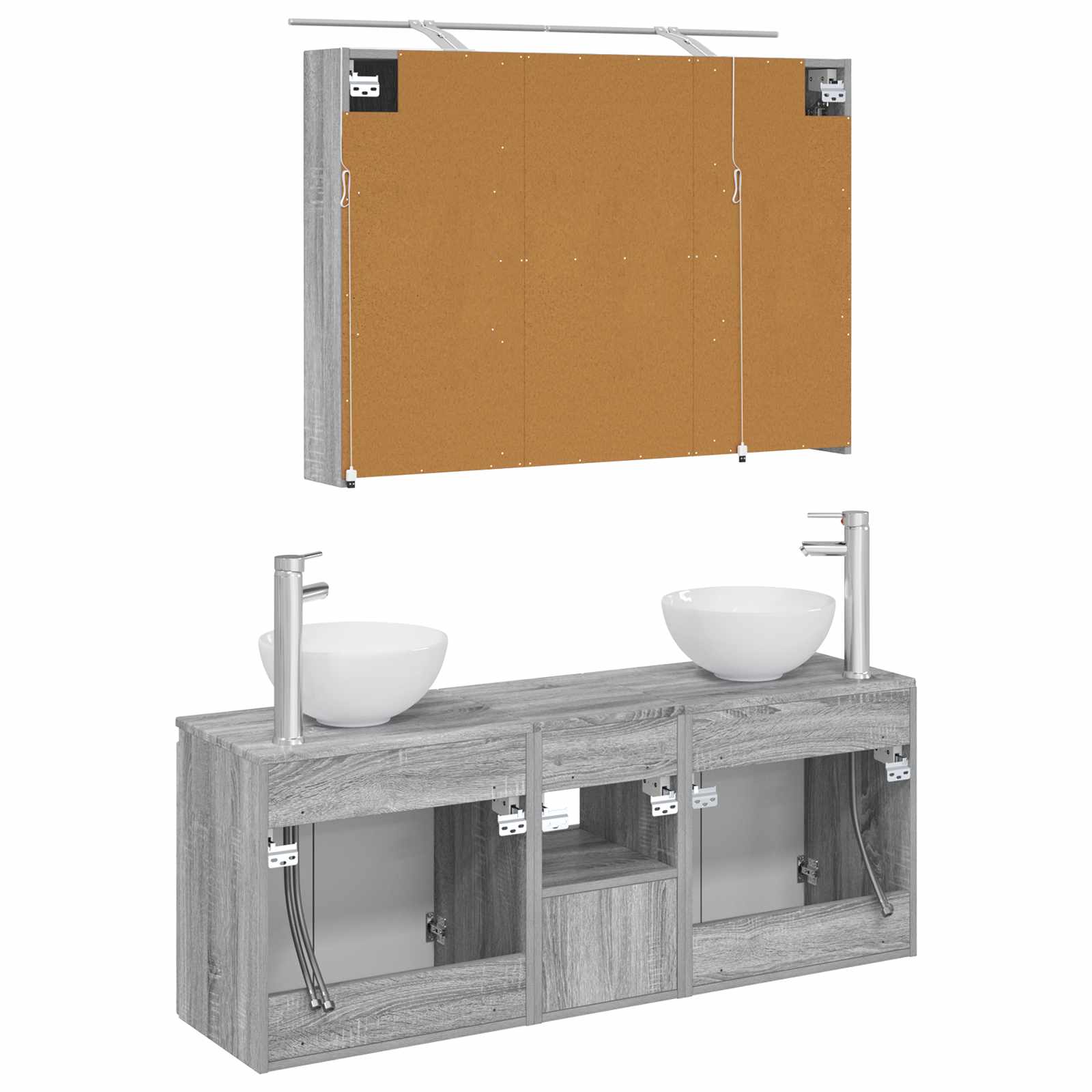 Σετ Ντουλαπιών Μπάνιου 4 pcs Γκρι Sonoma 100 x 14,5 x 70 εκ
