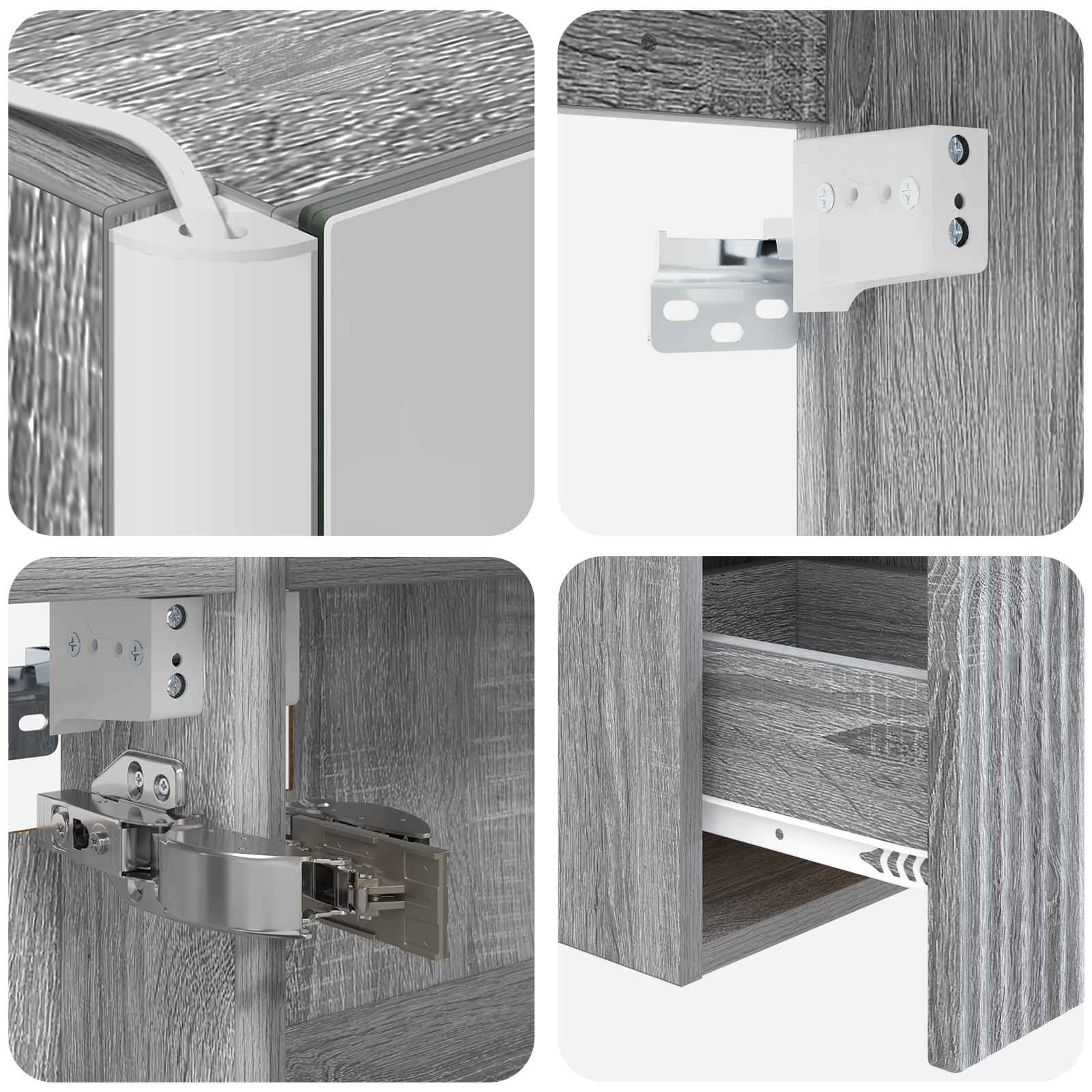 Σετ Ντουλαπιών Μπάνιου 4 pcs Γκρι Sonoma 103,5 x 15,5 x 70 εκ. - Pakobazaar