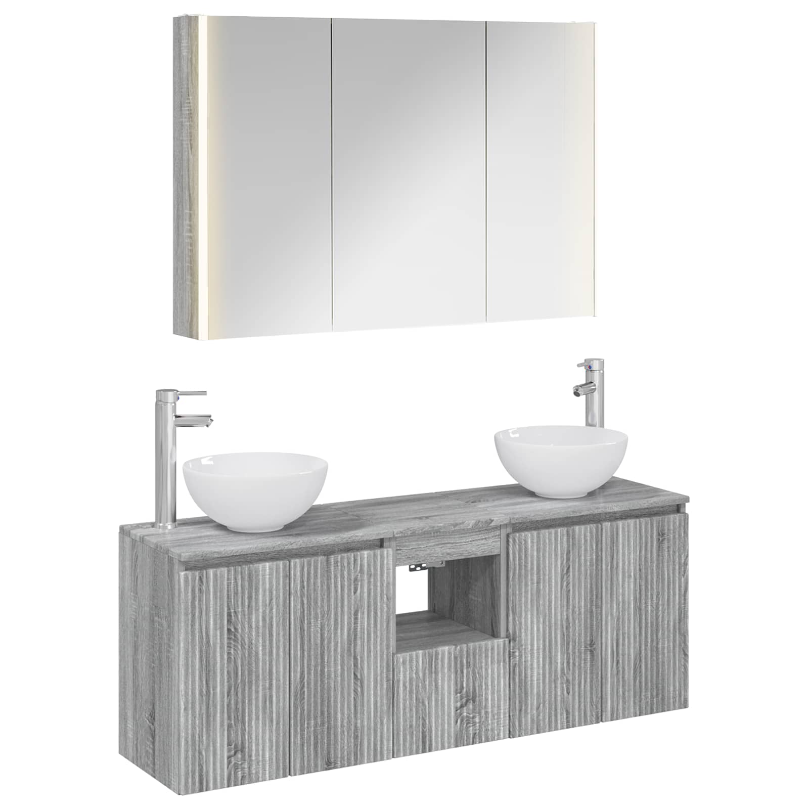 Σετ Ντουλαπιών Μπάνιου 4 pcs Γκρι Sonoma 103,5 x 15,5 x 70 εκ. - Pakobazaar