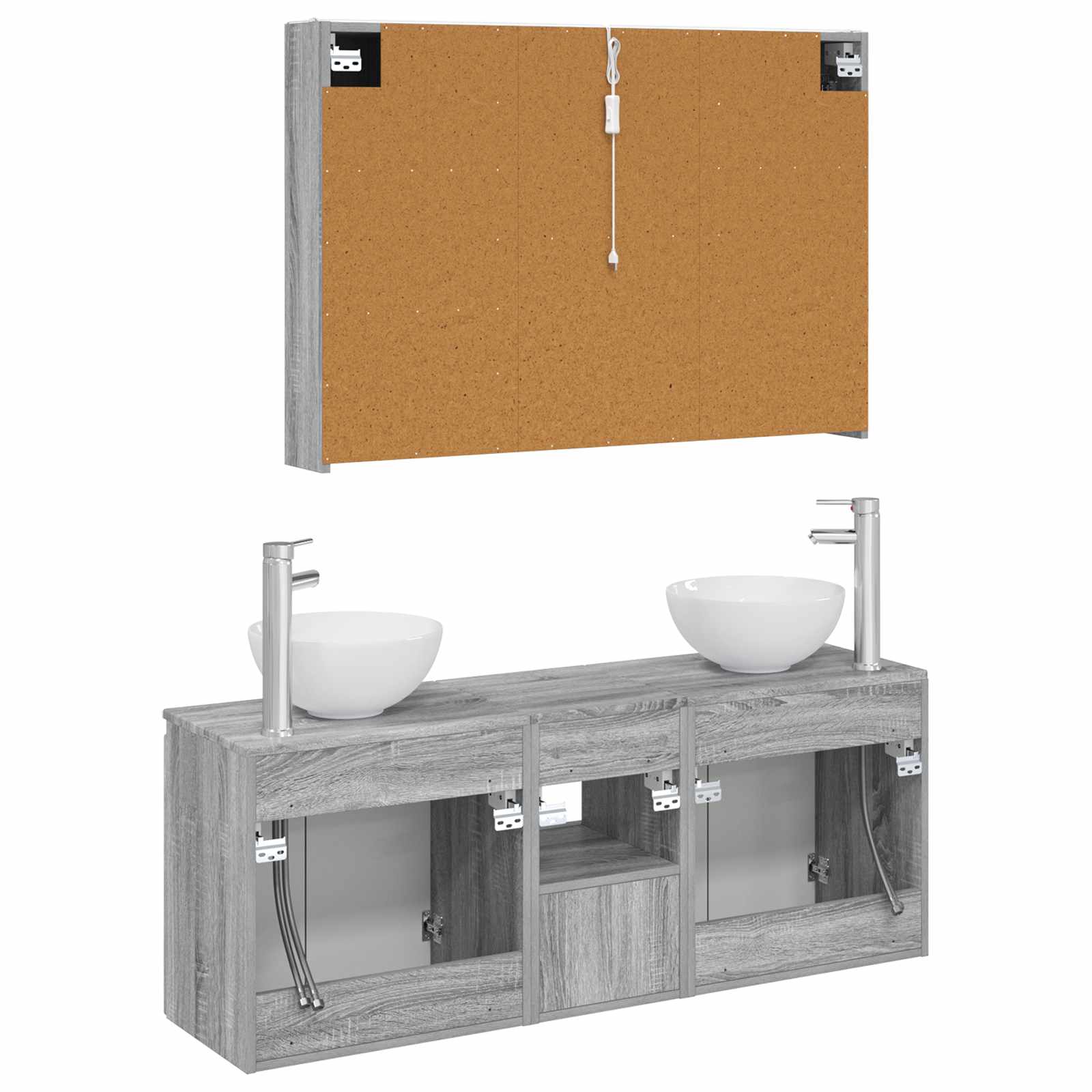 Σετ Ντουλαπιών Μπάνιου 4 pcs Γκρι Sonoma 103,5 x 15,5 x 70 εκ. - Pakobazaar