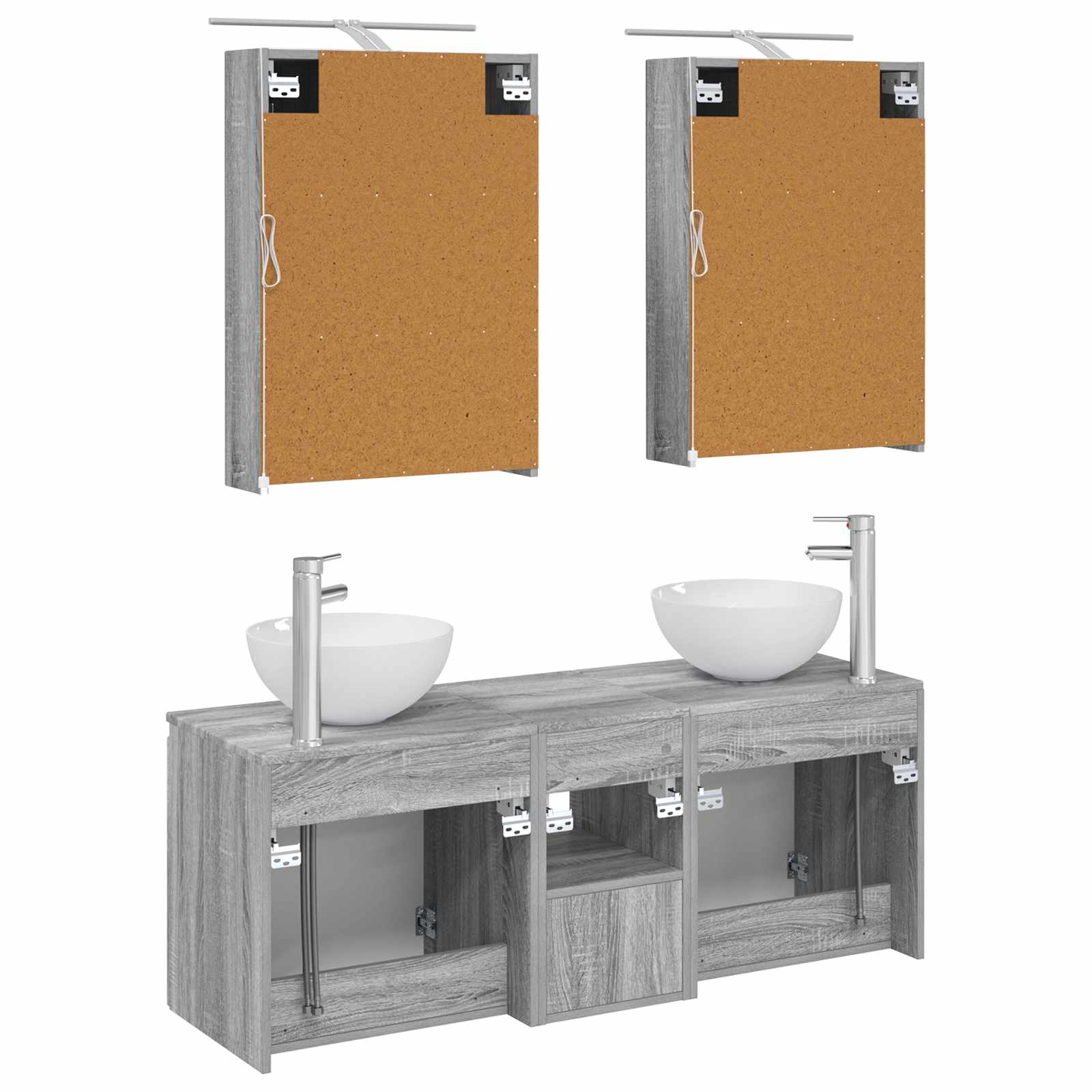 Σετ Ντουλαπιών Μπάνιου 5 pcs Γκρι Sonoma 50 x 14,5 x 70 εκ