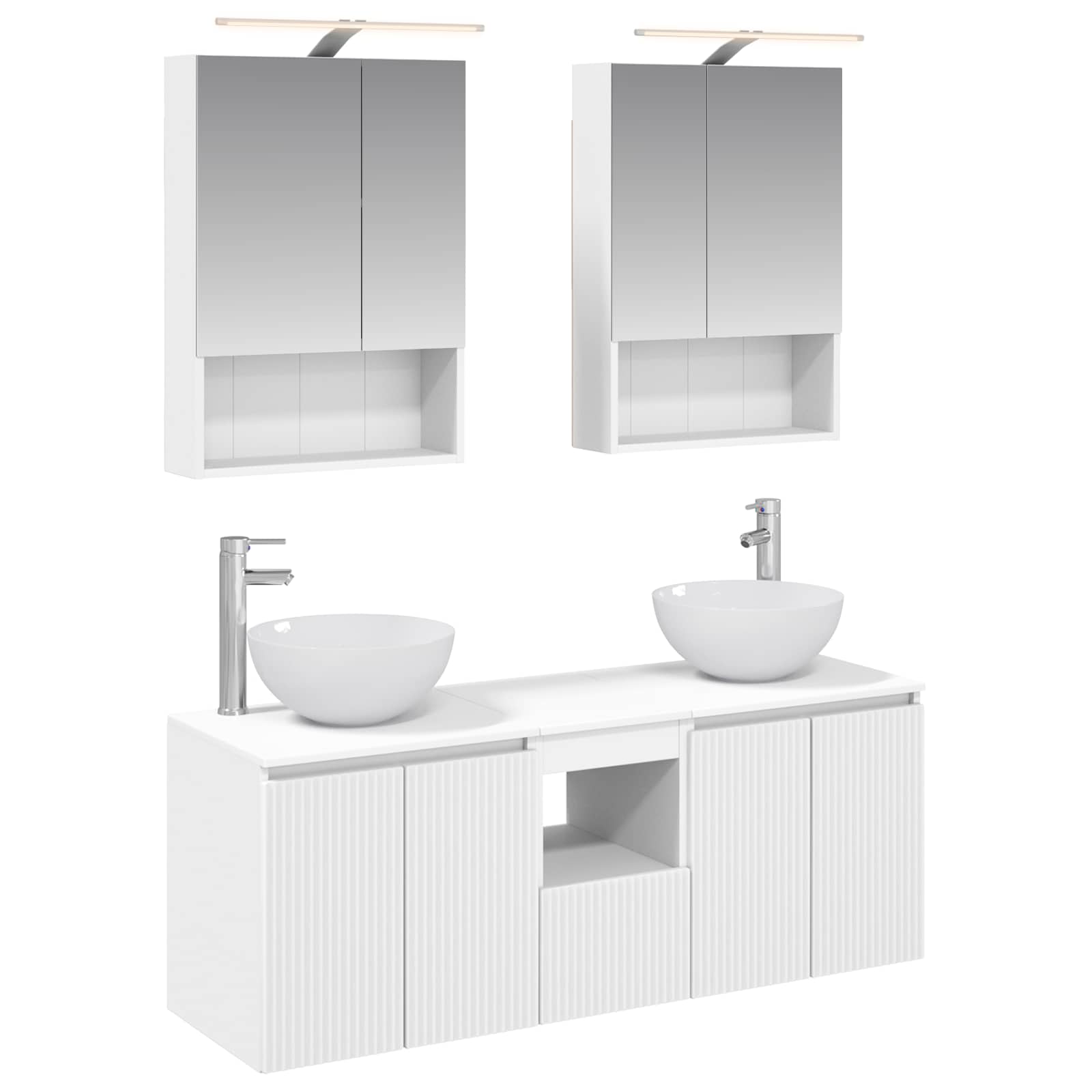 Σετ Ντουλαπιών Μπάνιου 5 pcs Λευκό 50 x 14,5 x 70 εκ