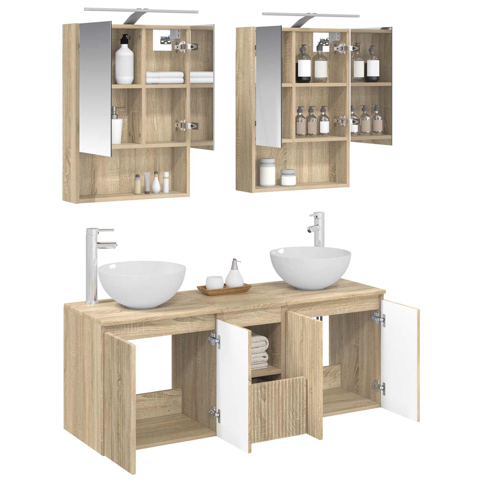 Σετ Ντουλαπιών Μπάνιου 5 pcs Sonoma Δρυς 50 x 14,5 x 70 εκ