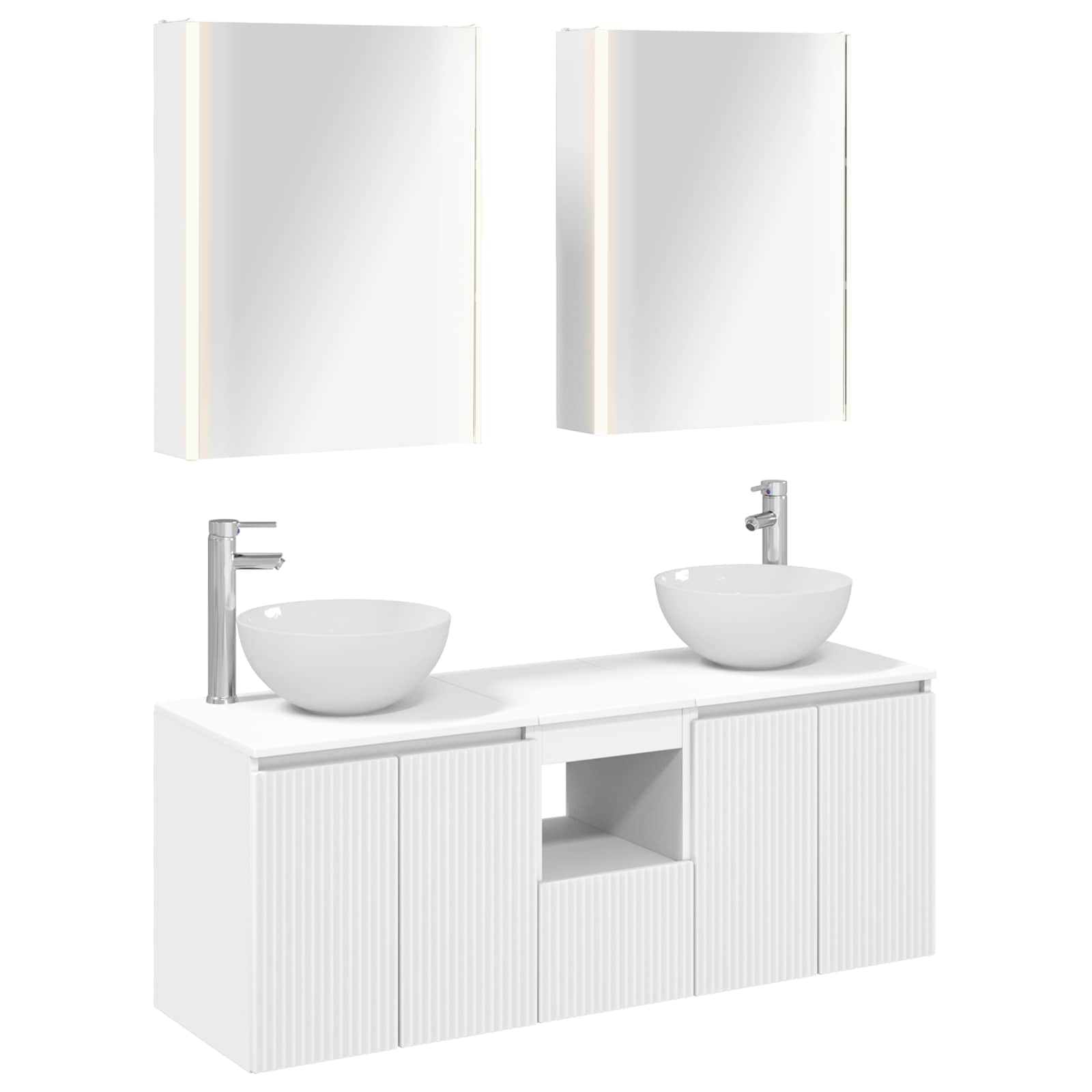 Σετ Ντουλαπιών Μπάνιου 5 pcs Λευκό 53 x 15,5 x 70 εκ. - Pakobazaar