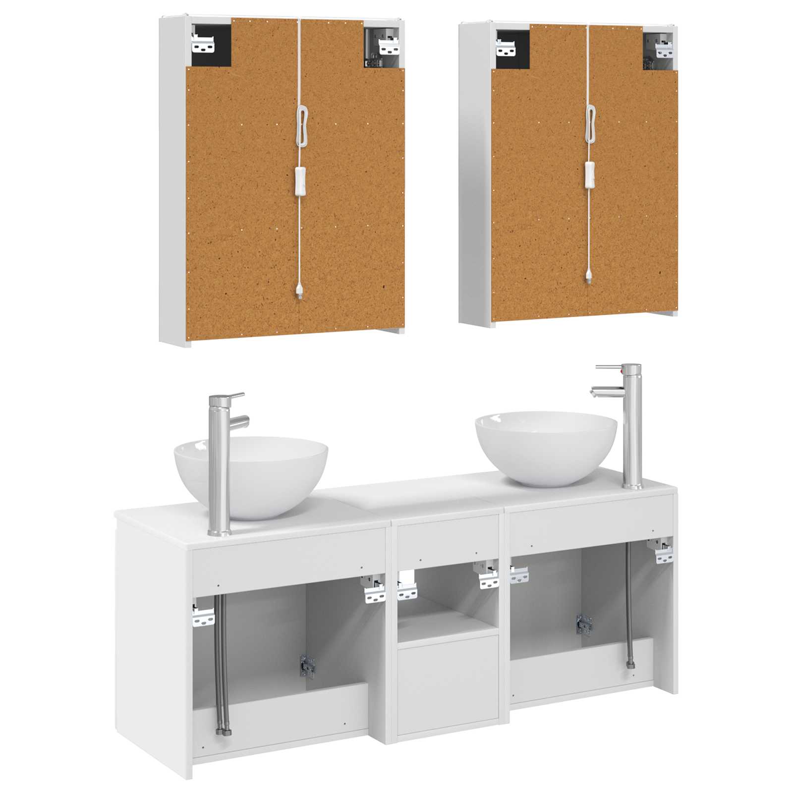Σετ Ντουλαπιών Μπάνιου 5 pcs Λευκό 53 x 15,5 x 70 εκ. - Pakobazaar