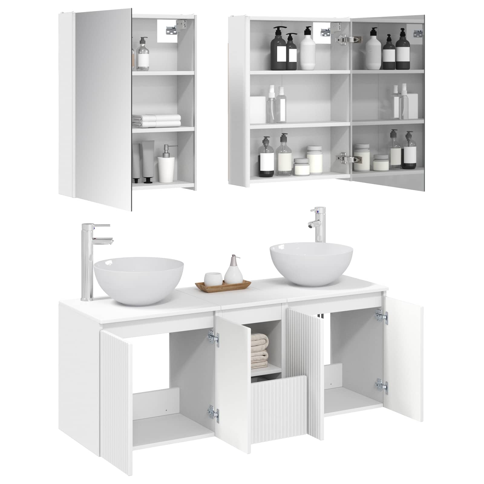 Σετ Ντουλαπιών Μπάνιου 5 pcs Λευκό 53 x 15,5 x 70 εκ. - Pakobazaar