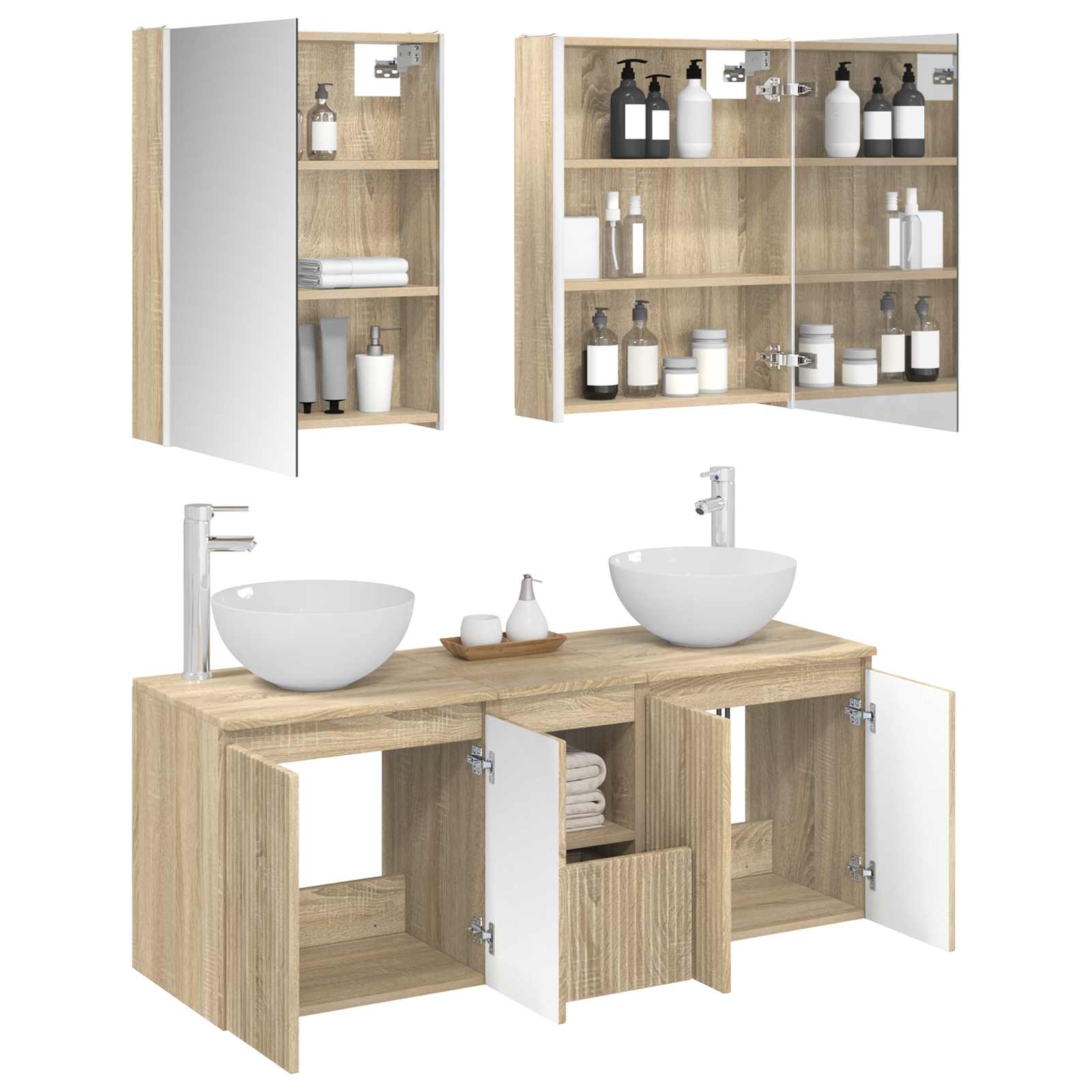 Σετ Ντουλαπιών Μπάνιου 5 pcs Sonoma Δρυς 53 x 15,5 x 70 εκ.