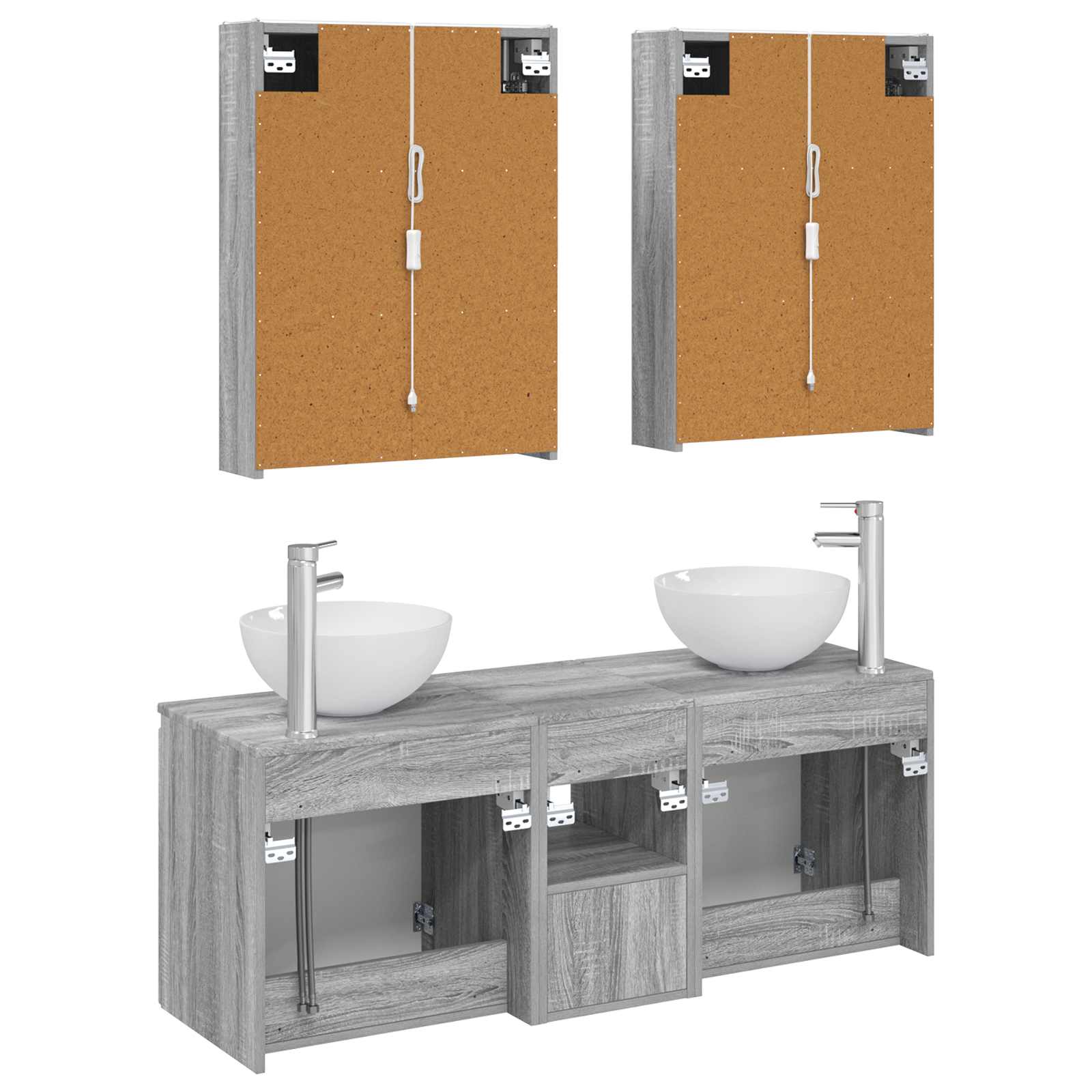 Σετ Ντουλαπιών Μπάνιου 5 pcs Γκρι Sonoma 53 x 15,5 x 70 εκ.