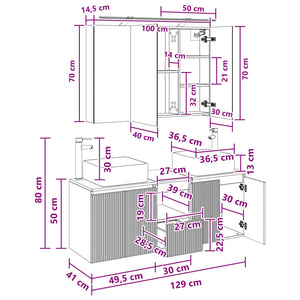 Σετ Ντουλαπιών Μπάνιου 4 pcs Sonoma Δρυς 100 x 14,5 x 70 εκ - Pakobazaar