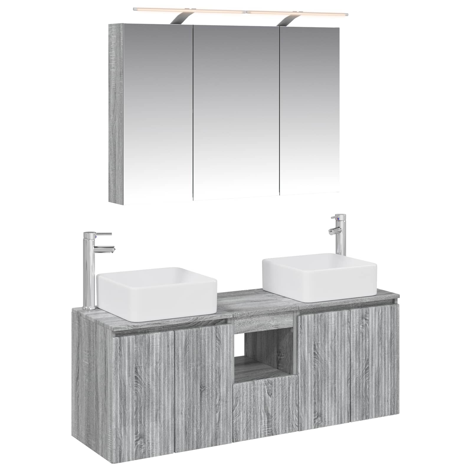 Σετ Ντουλαπιών Μπάνιου 4 pcs Γκρι Sonoma 100 x 14,5 x 70 εκ - Pakobazaar