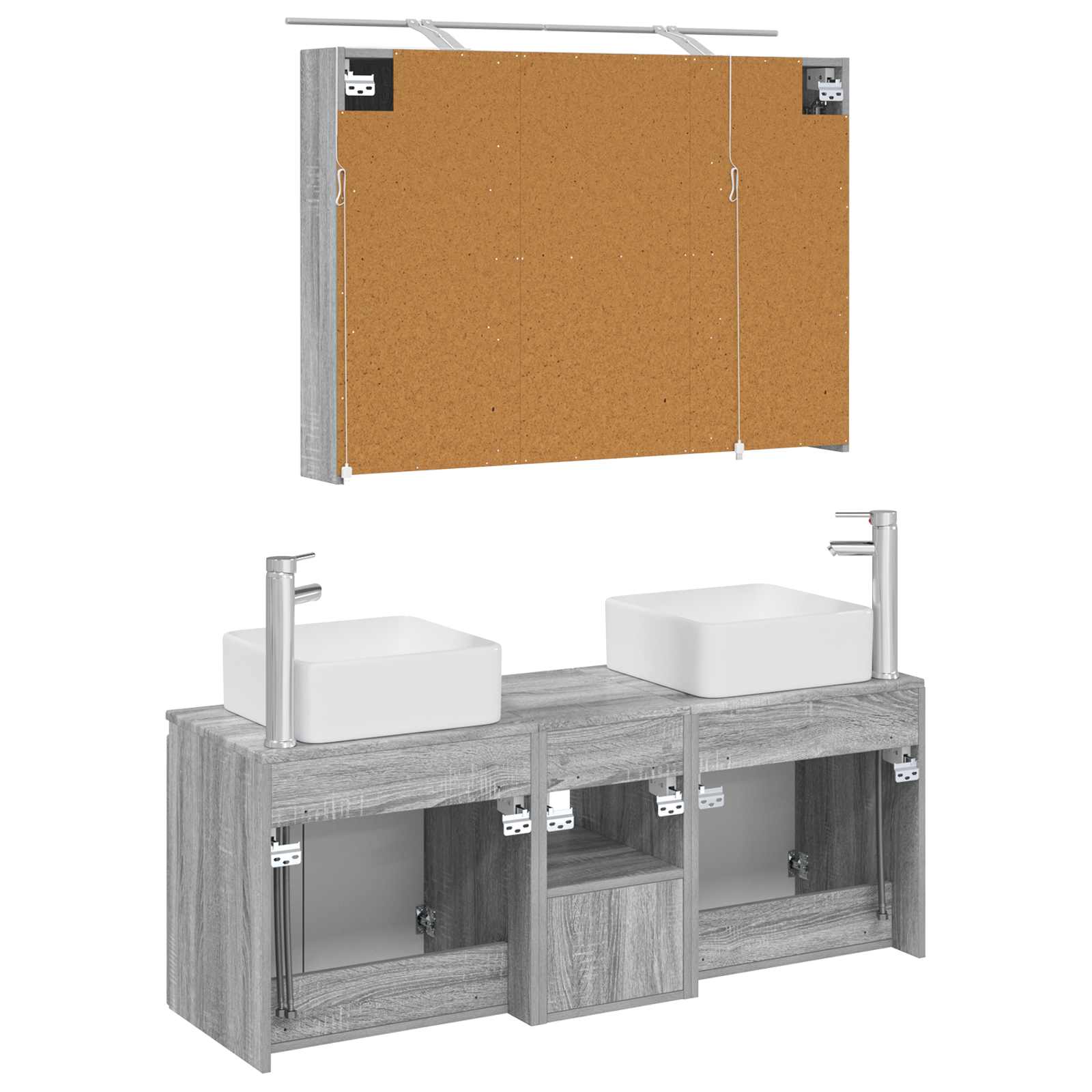 Σετ Ντουλαπιών Μπάνιου 4 pcs Γκρι Sonoma 100 x 14,5 x 70 εκ - Pakobazaar