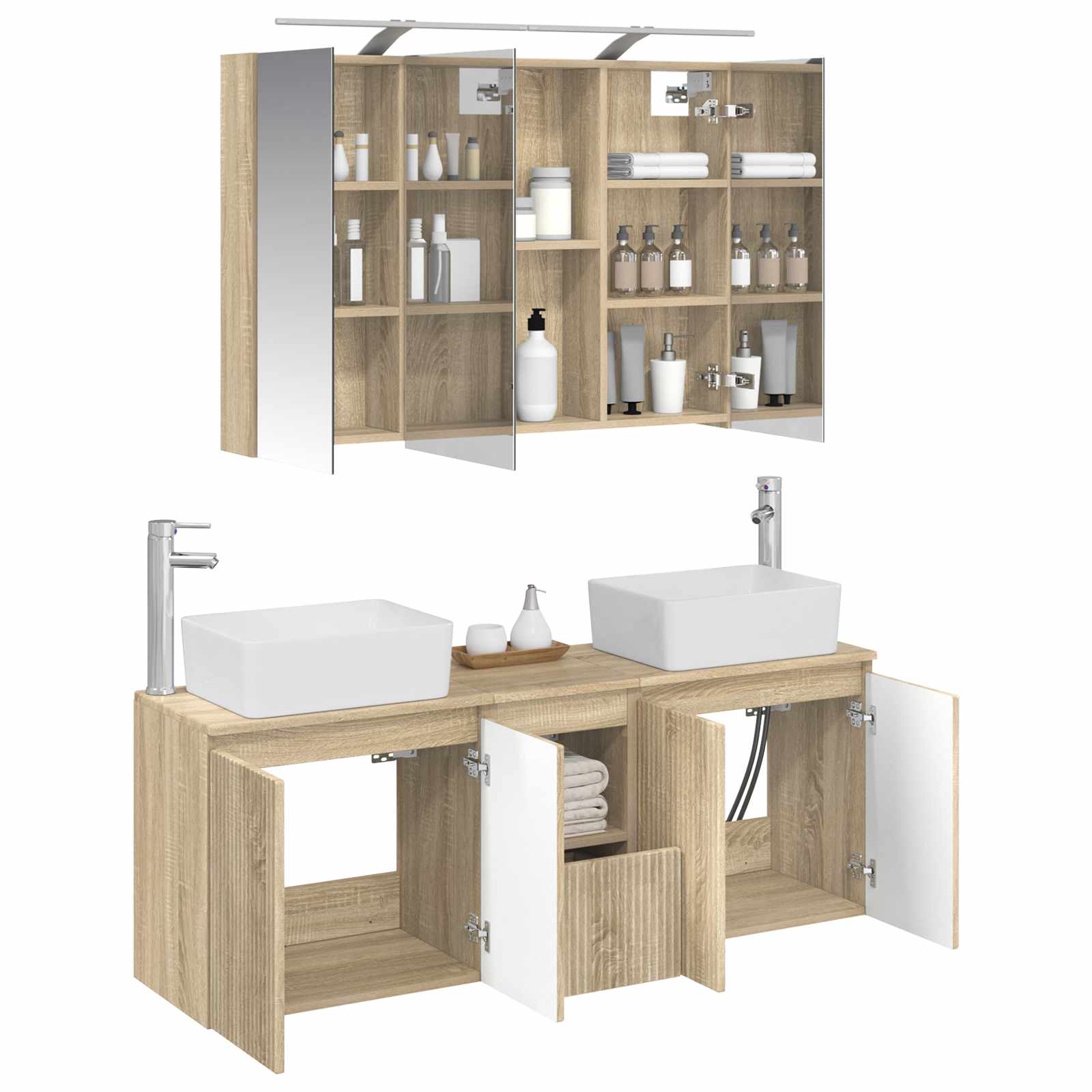 Σετ Ντουλαπιών Μπάνιου 4 pcs Sonoma Δρυς Επεξεργασμένο Ξύλο
