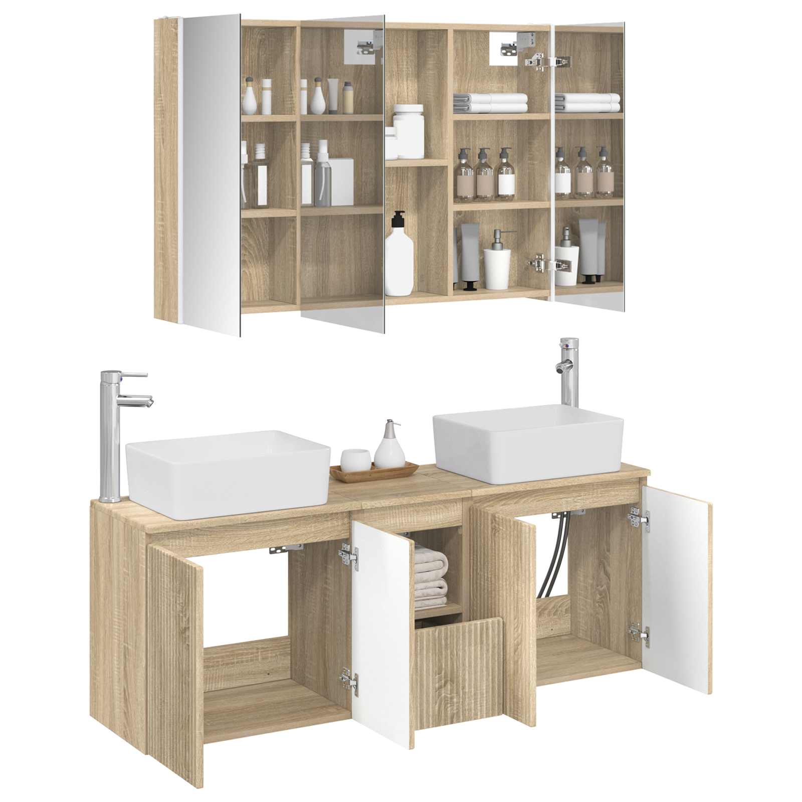 Σετ Ντουλαπιών Μπάνιου 4 pcs Sonoma Δρυς Επεξεργασμένο Ξύλο