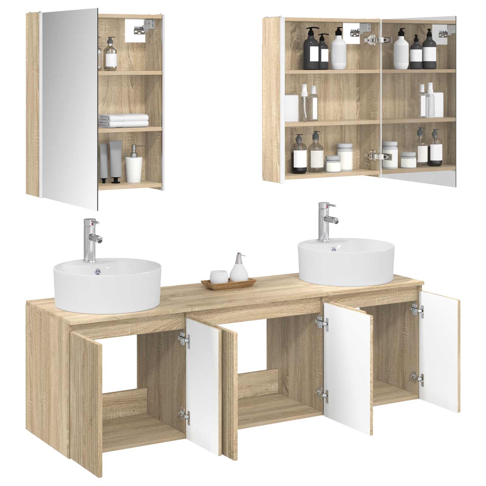 Σετ Ντουλαπιών Μπάνιου 5 pcs Sonoma Δρυς Επεξεργασμένο Ξύλο - Pakobazaar