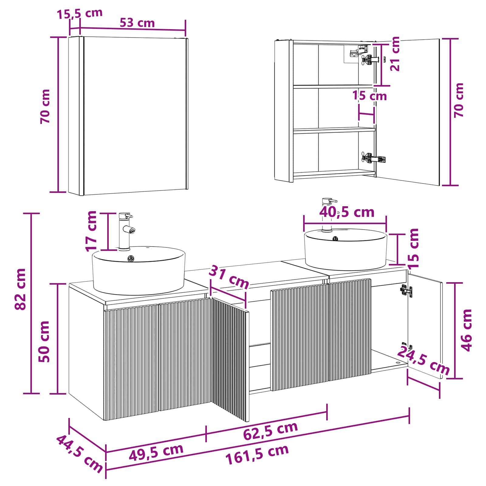 Σετ Ντουλαπιών Μπάνιου 5 pcs Γκρι Sonoma Επεξεργασμένο Ξύλο - Pakobazaar