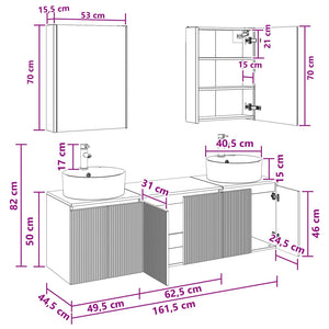 Σετ Ντουλαπιών Μπάνιου 5 pcs Γκρι Sonoma Επεξεργασμένο Ξύλο - Pakobazaar
