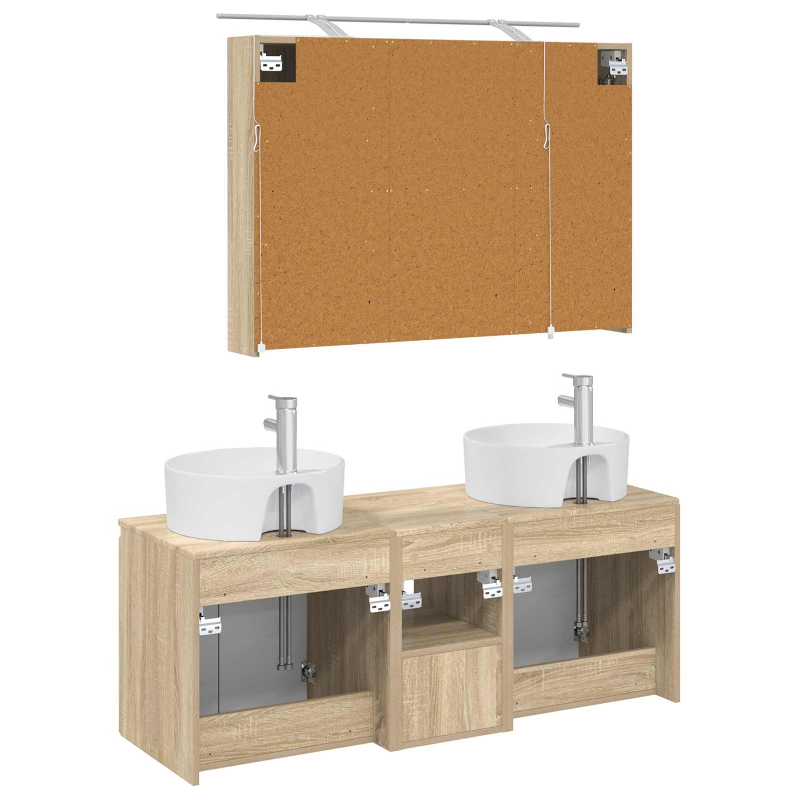 Σετ Ντουλαπιών Μπάνιου 4 pcs Sonoma Δρυς Επεξεργασμένο Ξύλο - Pakobazaar