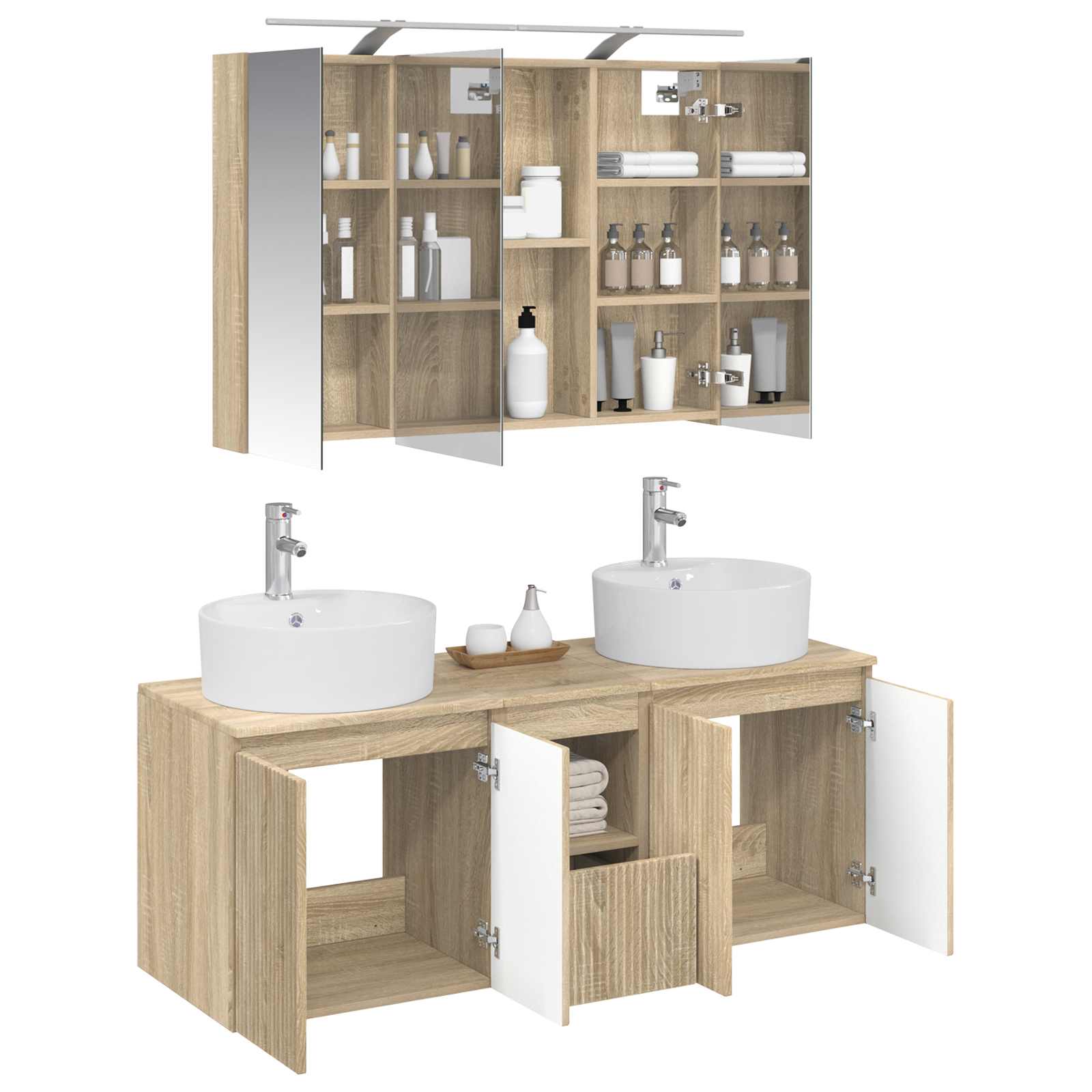 Σετ Ντουλαπιών Μπάνιου 4 pcs Sonoma Δρυς Επεξεργασμένο Ξύλο - Pakobazaar