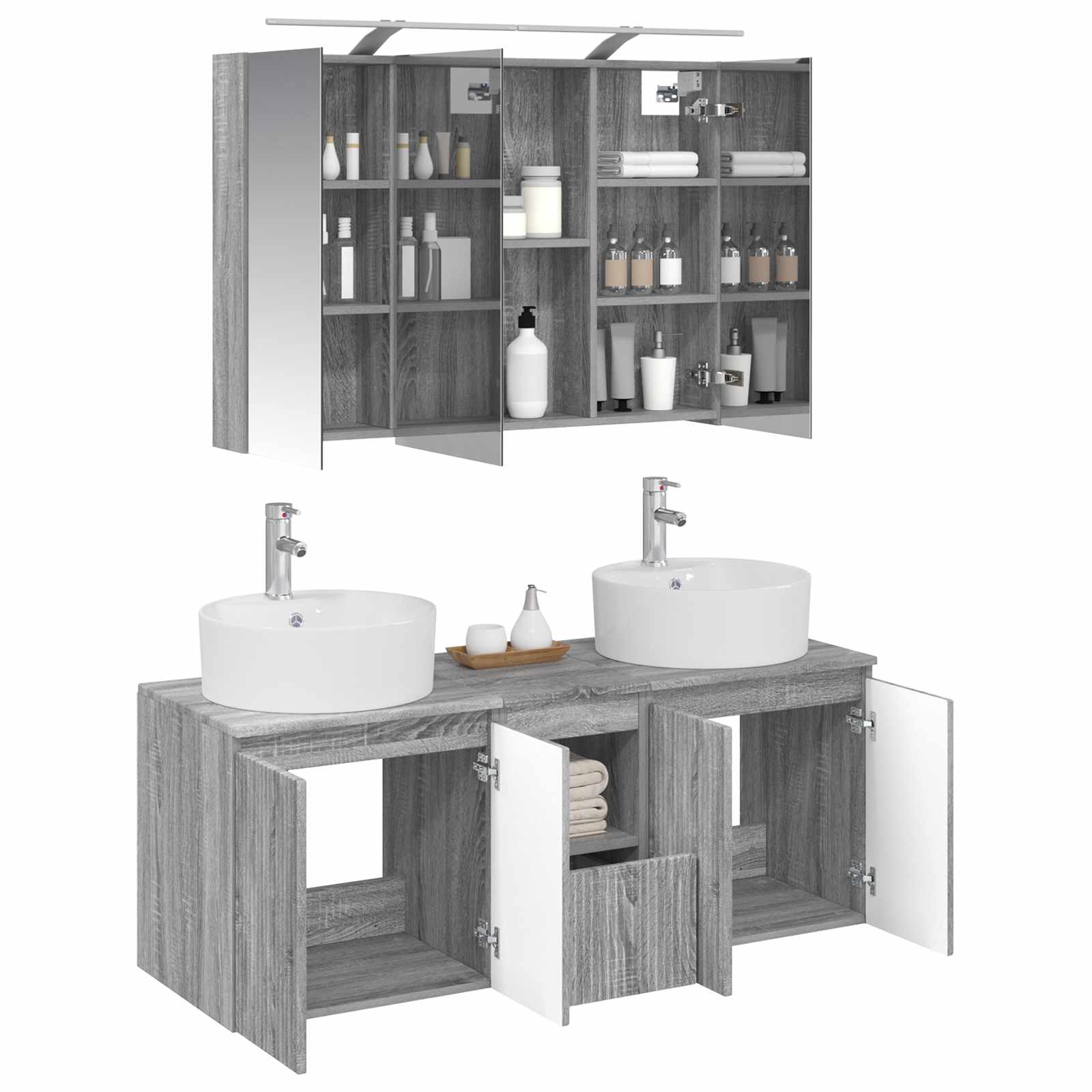 Σετ Ντουλαπιών Μπάνιου 4 pcs Γκρι Sonoma Επεξεργασμένο Ξύλο