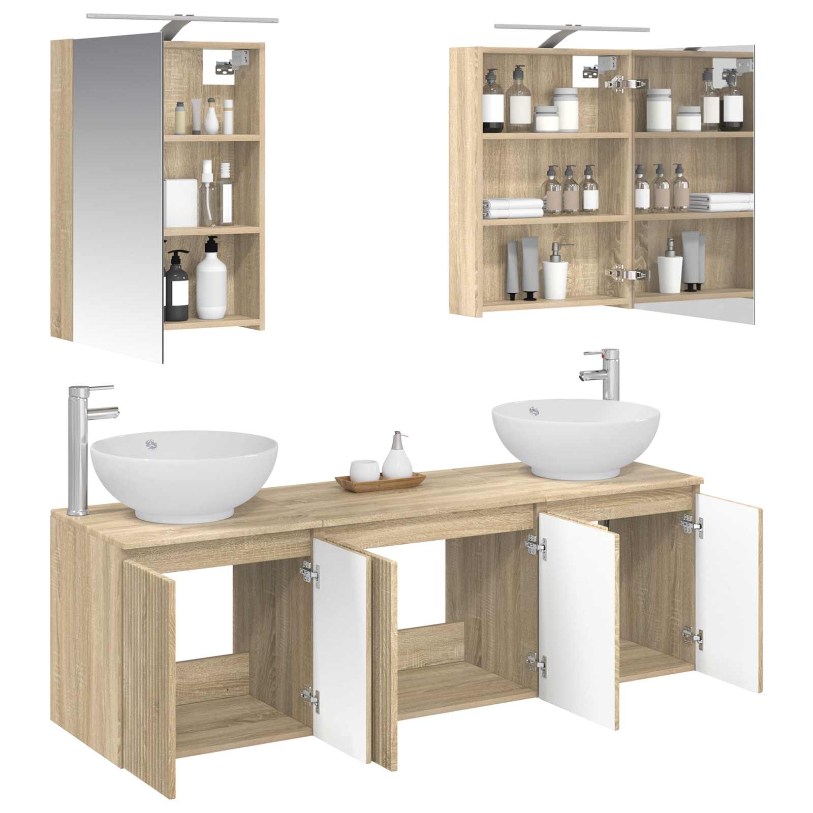 Σετ Ντουλαπιών Μπάνιου 5 pcs Sonoma Δρυς Επεξεργασμένο Ξύλο
